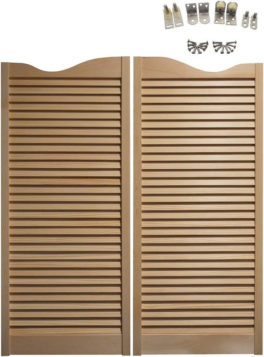 Premade Louvered Swinging Door with Satin Chrome Hardware