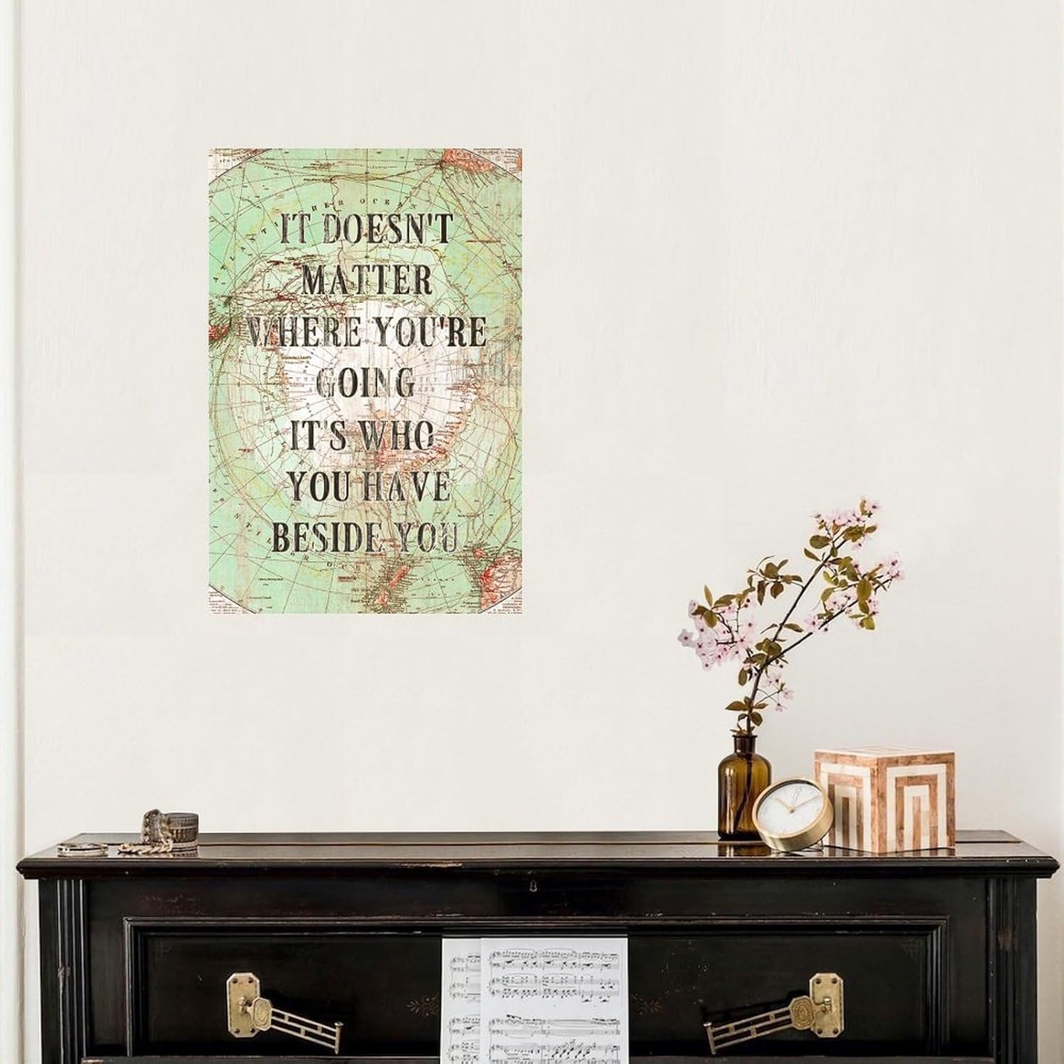 Antique World Map Wall Decal for Home Office 22in