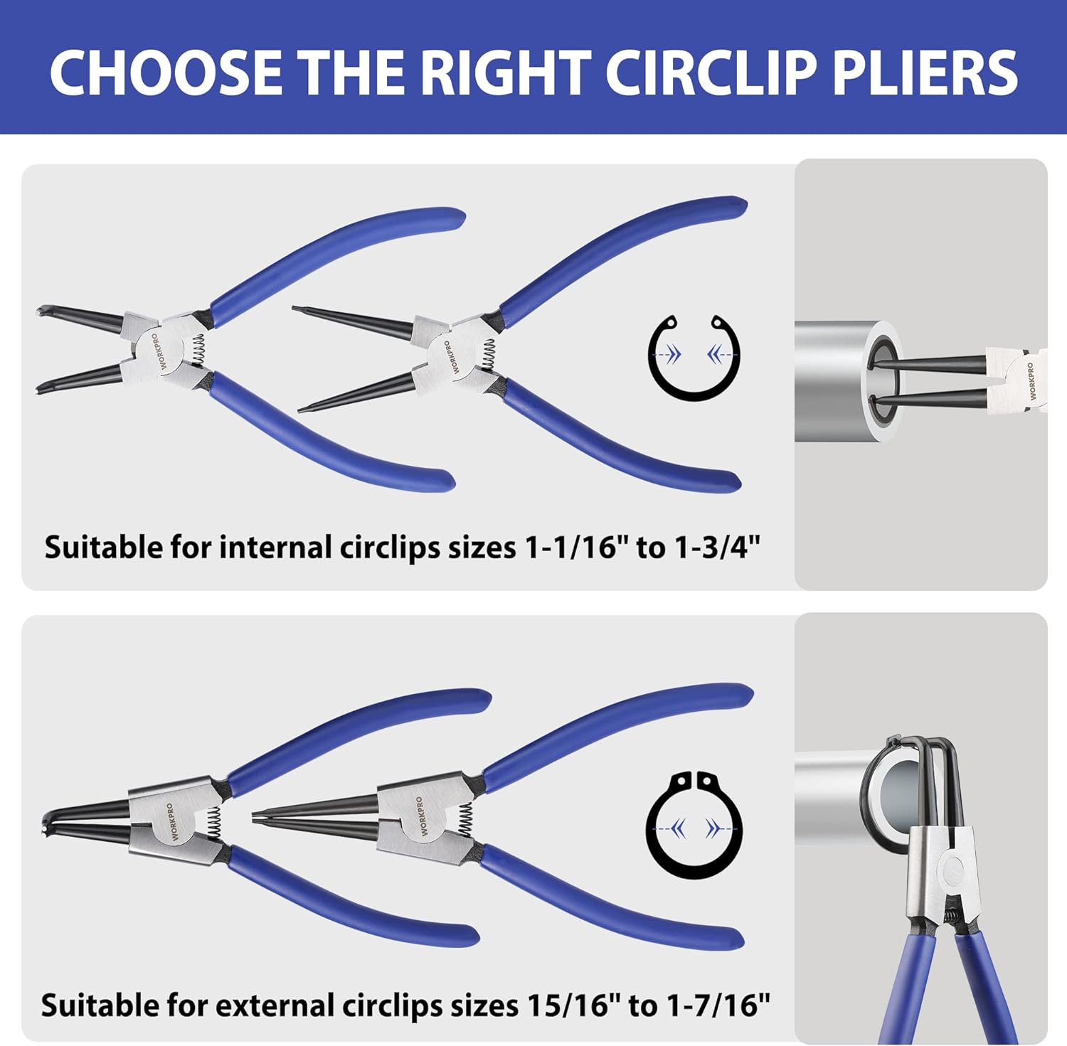 WORKPRO 4-Piece Snap Ring Pliers Set