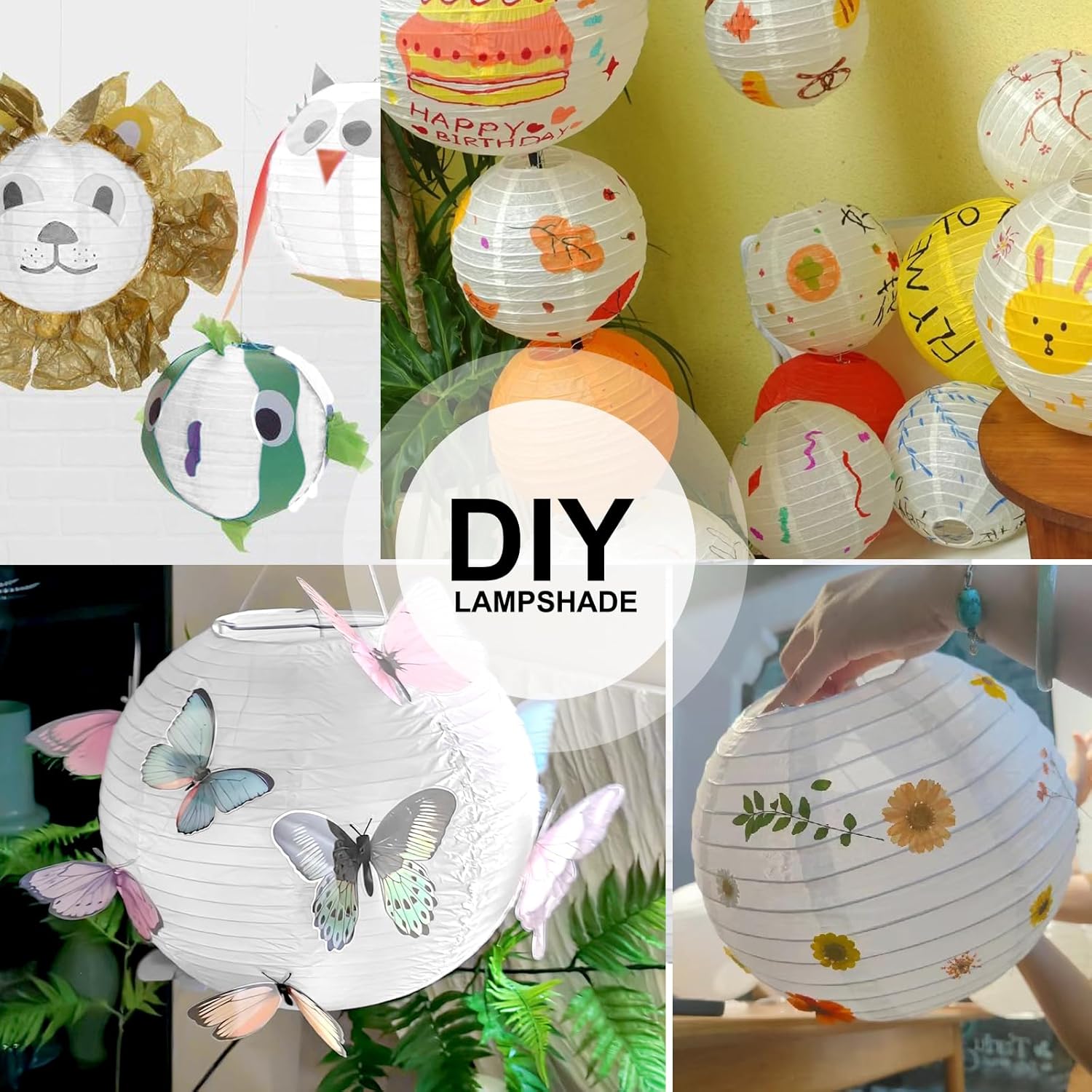 12 Pack White Paper Lanterns with Hooks and String 1