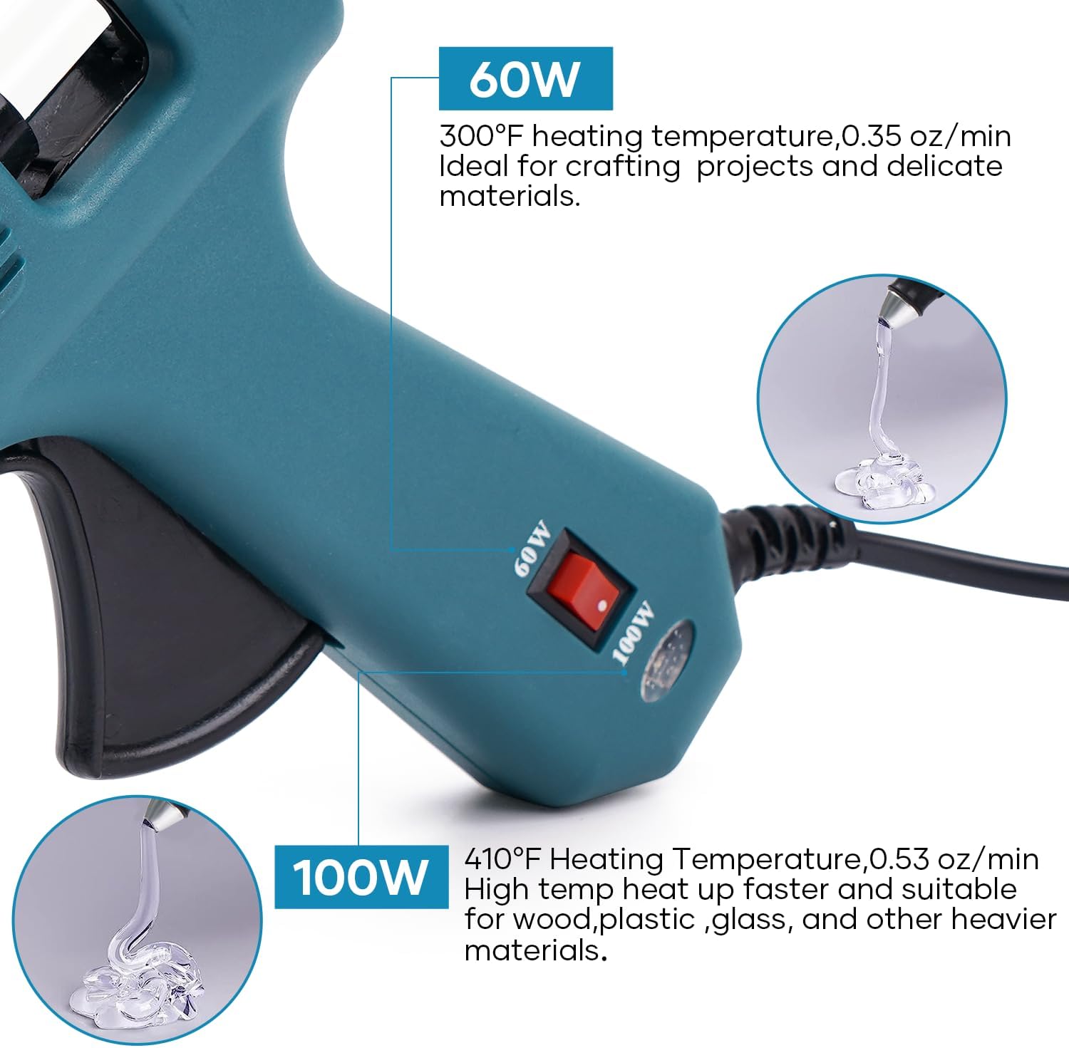 Assark Fireproof Hot Glue Gun 60100W Dual Power 1