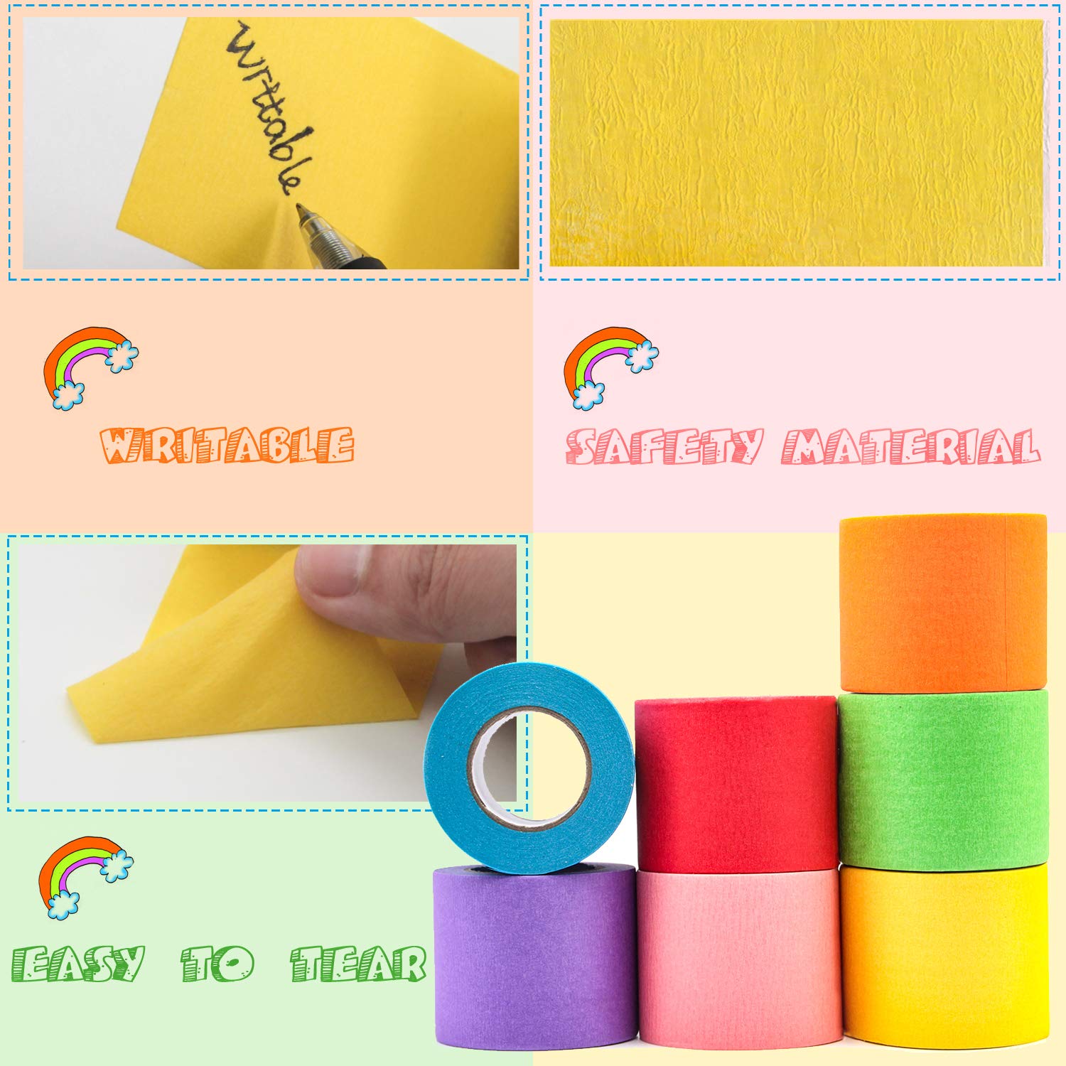 UQRUI Painters Tape 2 Inch Rainbow 7 Pack