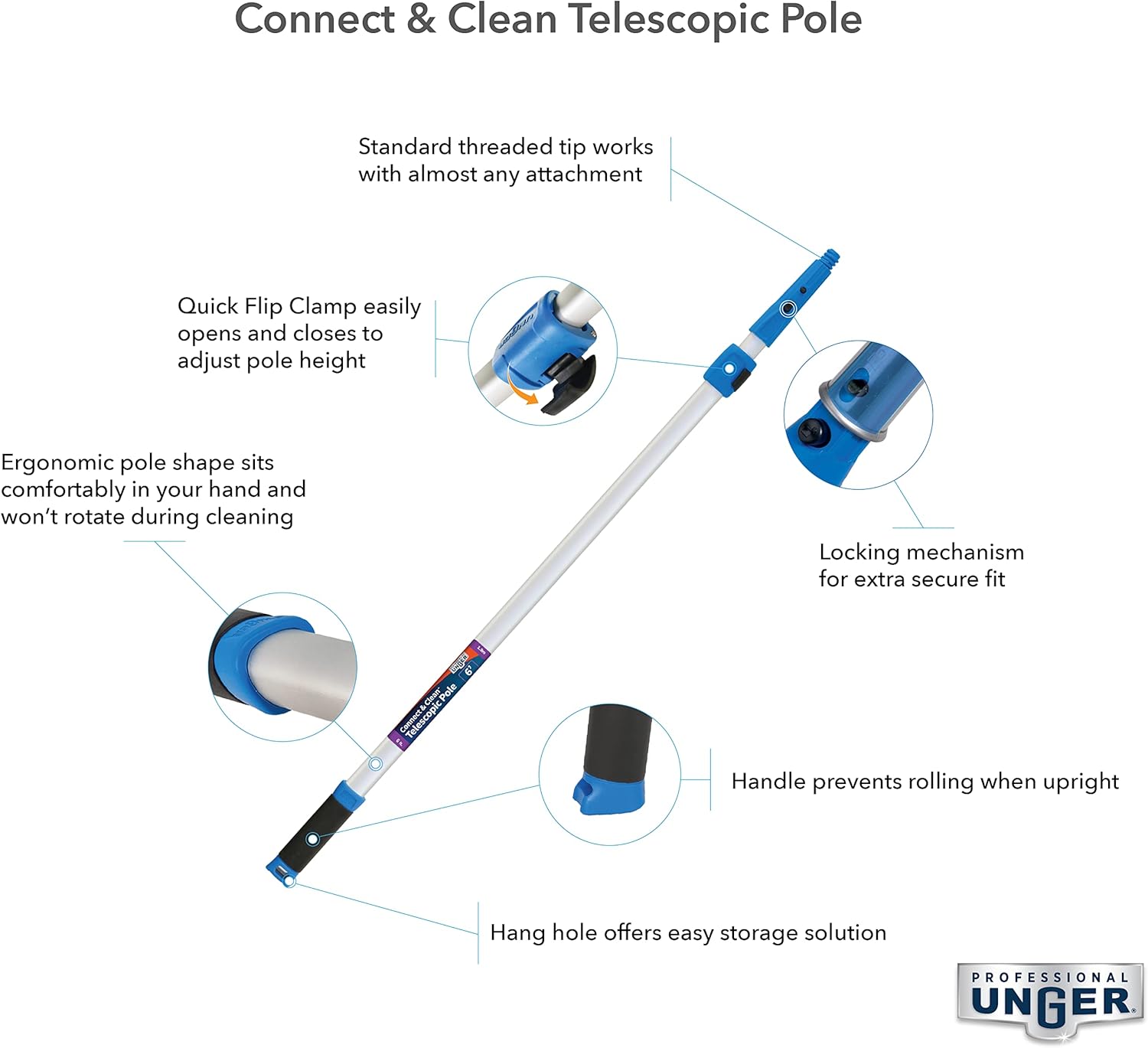 Unger Professional 36 Telescopic Extension Pole Pack of 2