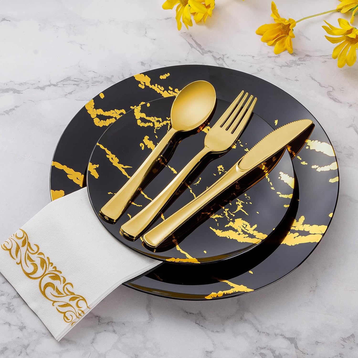 Goodluck 500PCS Gold Plastic Cutlery Set