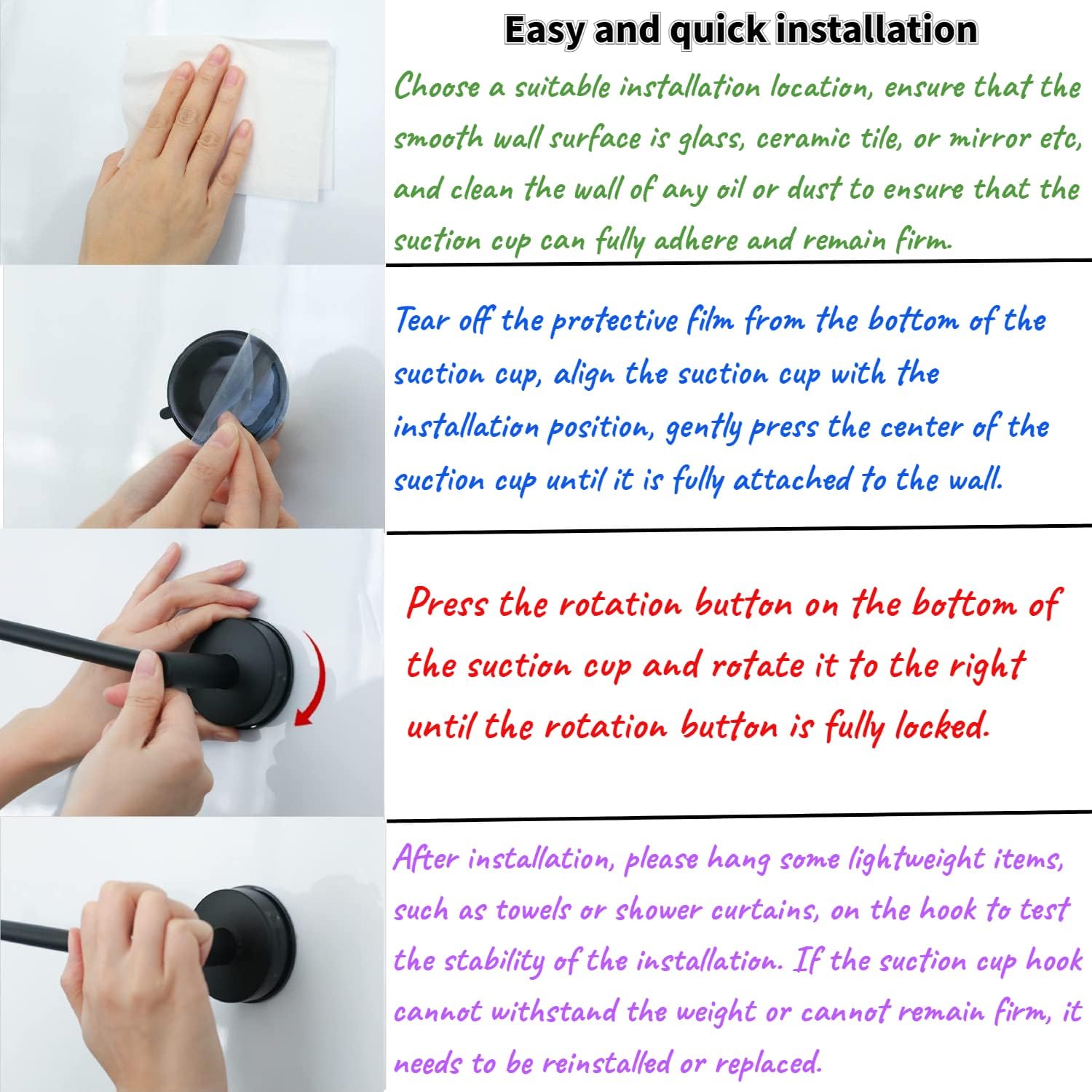 DGYB Suction Cup Towel Bar 17 Inch Matte Black Stainless Steel Bathroom Holder