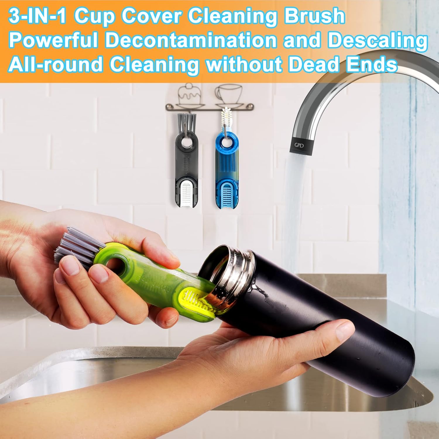 XANGNIER 3 in 1 Multipurpose Bottle Cleaner Brush 3 Pack