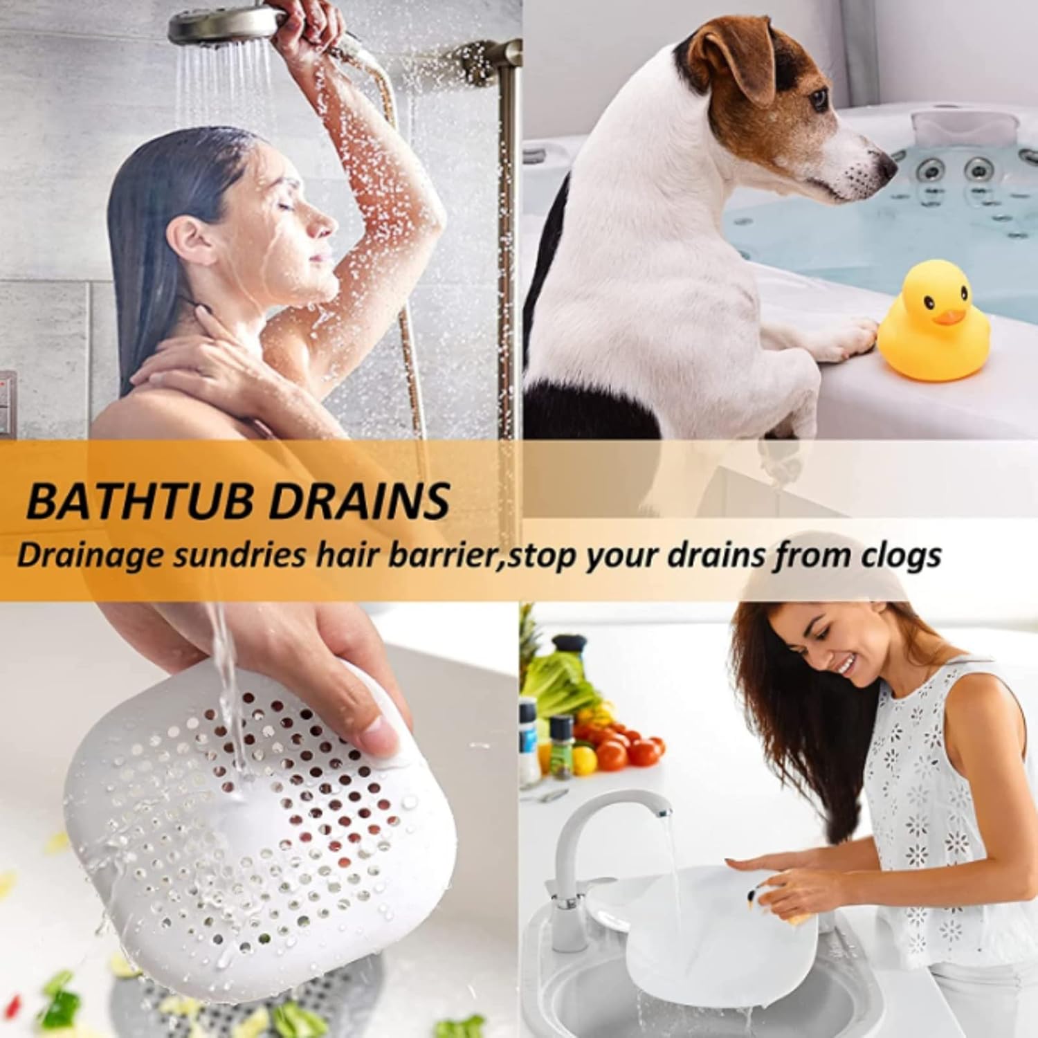 Silicone Hair Catcher Drain Cover for Shower and Bathtub