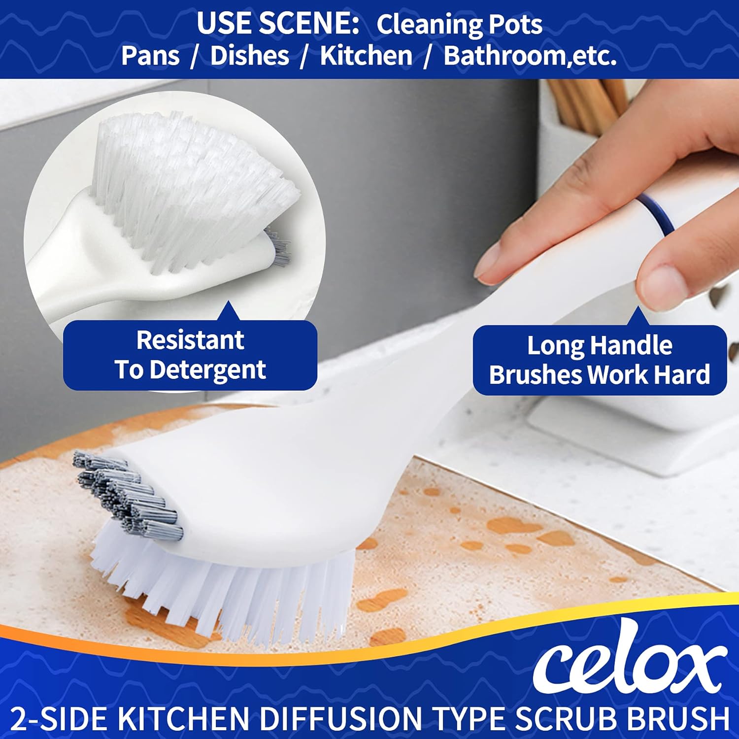 CELOX 5 Pack Deep Cleaning Brush Set with Hanging Holes