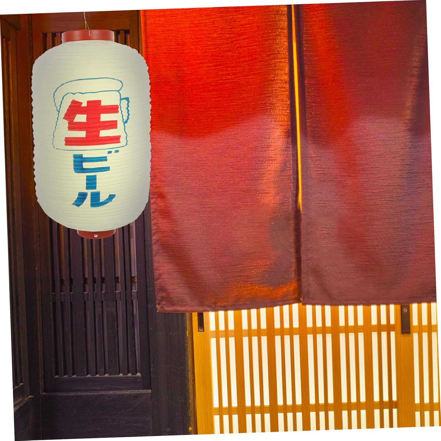 Angoily 2pc Japanese Hanging Lanterns Outdoor Decor LED Light