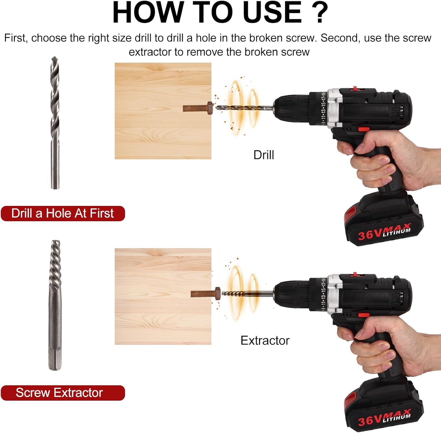 Valkynos 26 Pcs Screw Extractor Set with Left-Hand Drill Bits