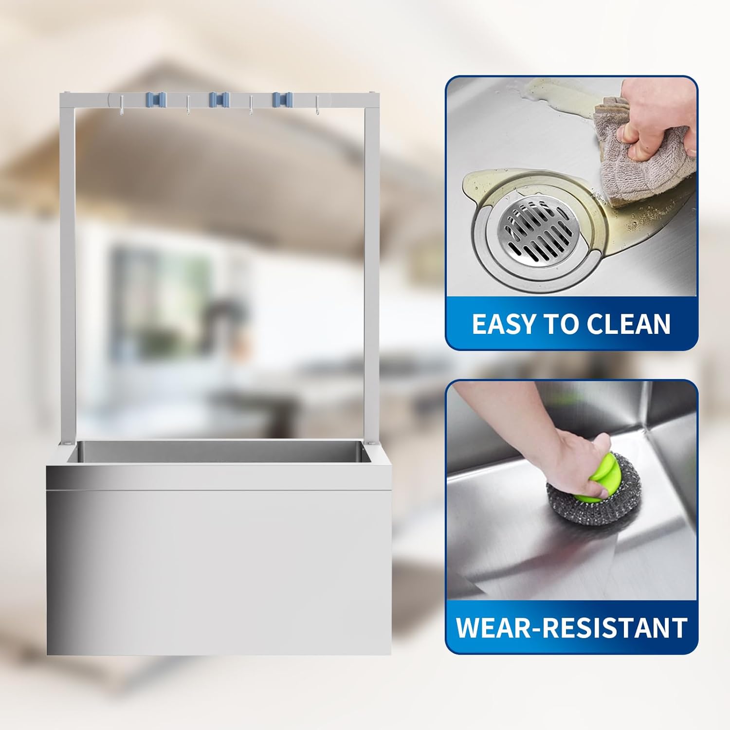 Tongmo Stainless Steel Mop Sink with Tool Rack
