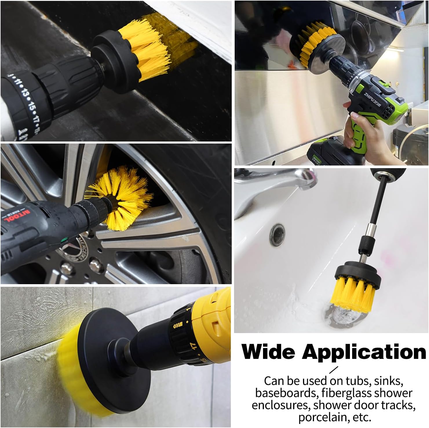 4pcs Drill Brush Set for Cleaning Bathrooms and Cars