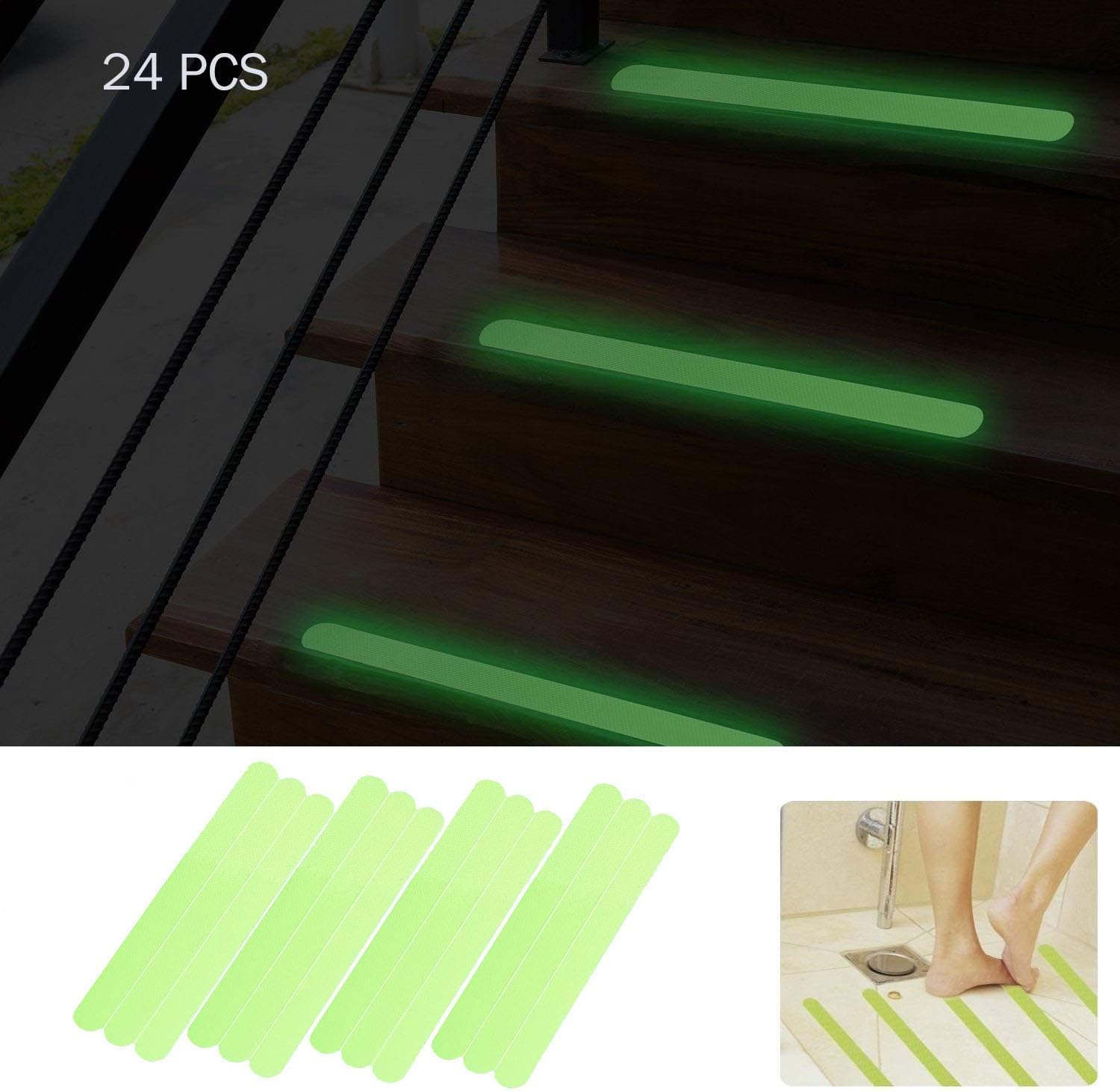 Kyerivs Non-Slip Bathtub Stickers with Glow Luminous Safety Treads