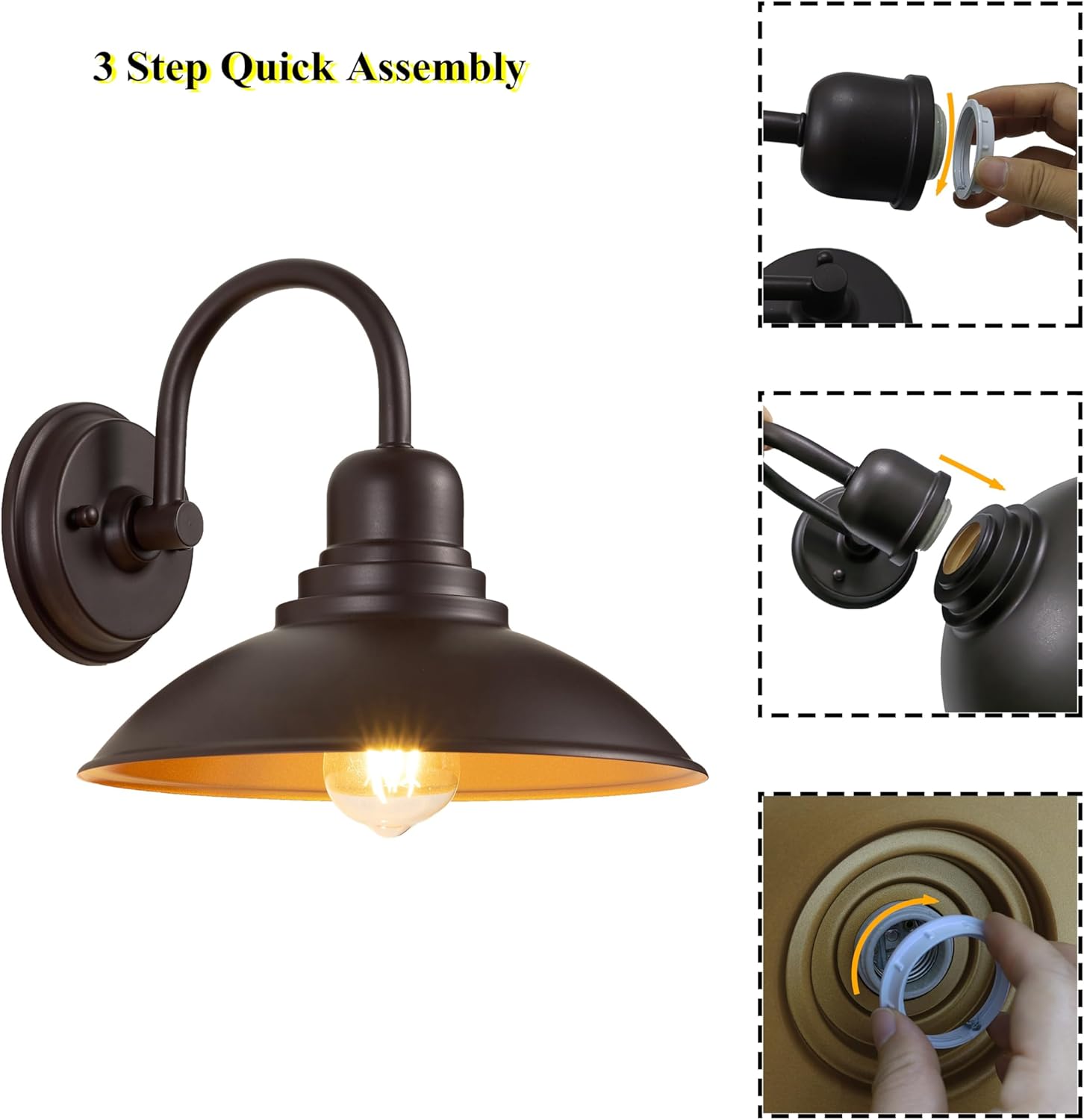 2 Pack Bronze Vanity Barn Lights for Home