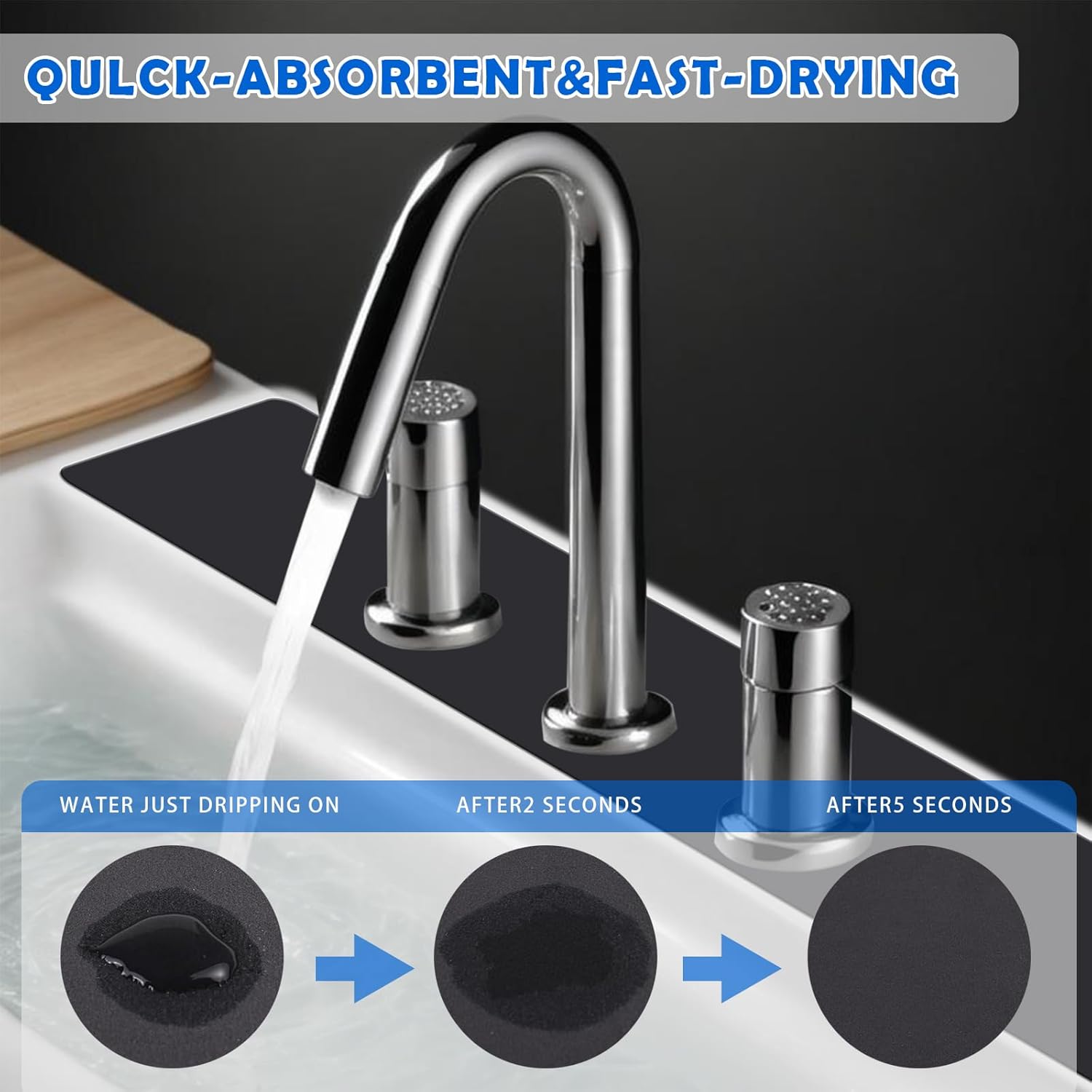 OIEKUN 2 Pcs DIY 3 Hole Sink Splash Guard