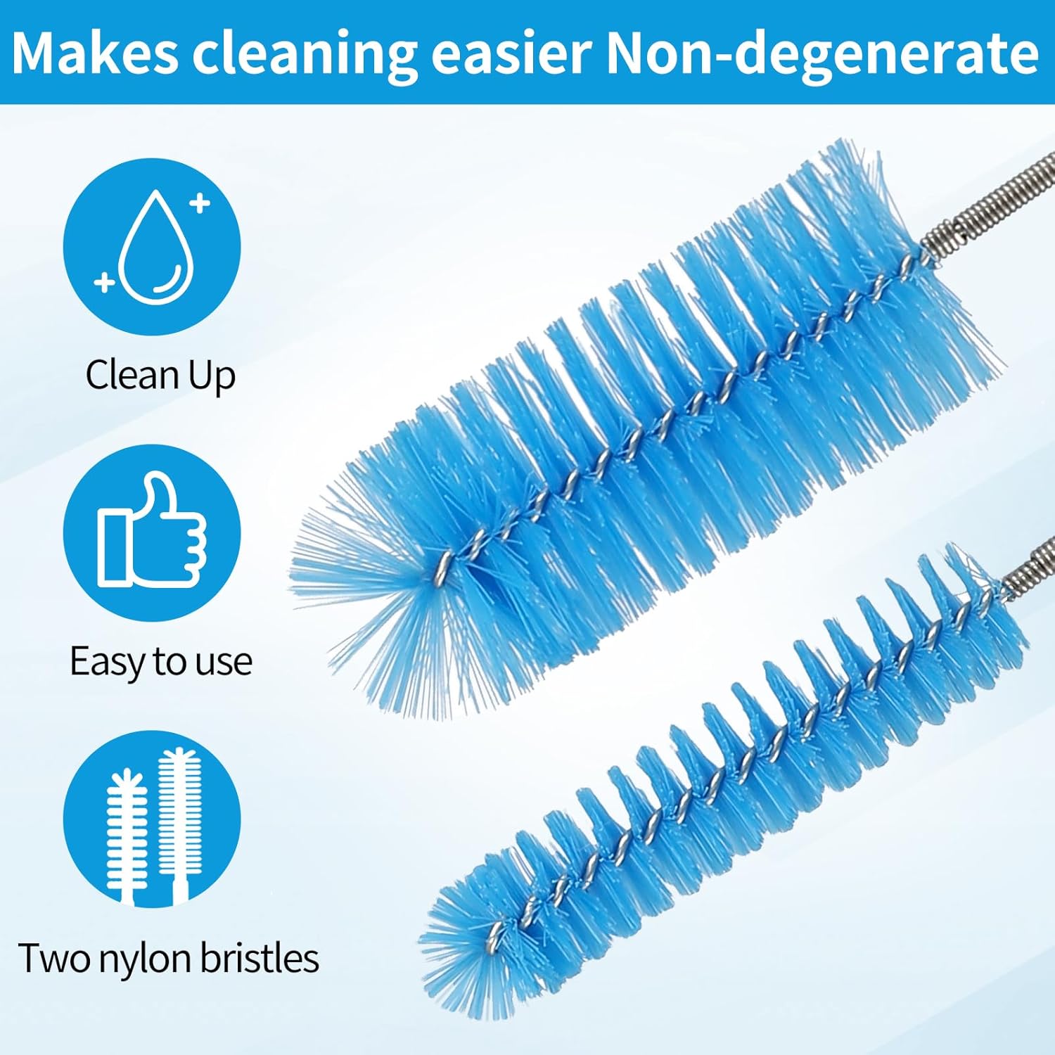 2 Pcs Flexible Long Drain Brush with Stainless Steel Handle