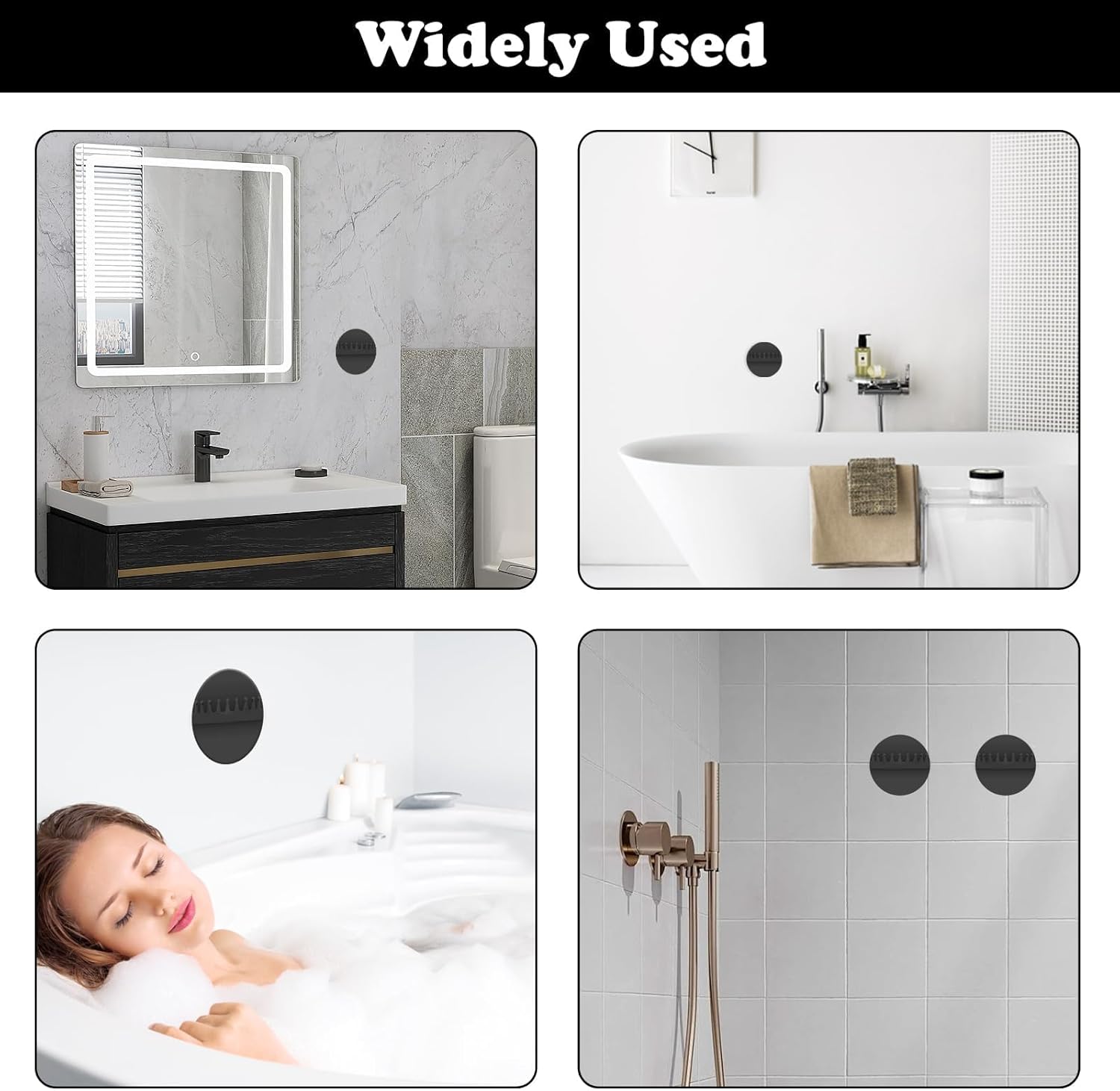 HINGTAI Hair Catcher Wall-Mount Suction Cup Drain Protector Black Reusable