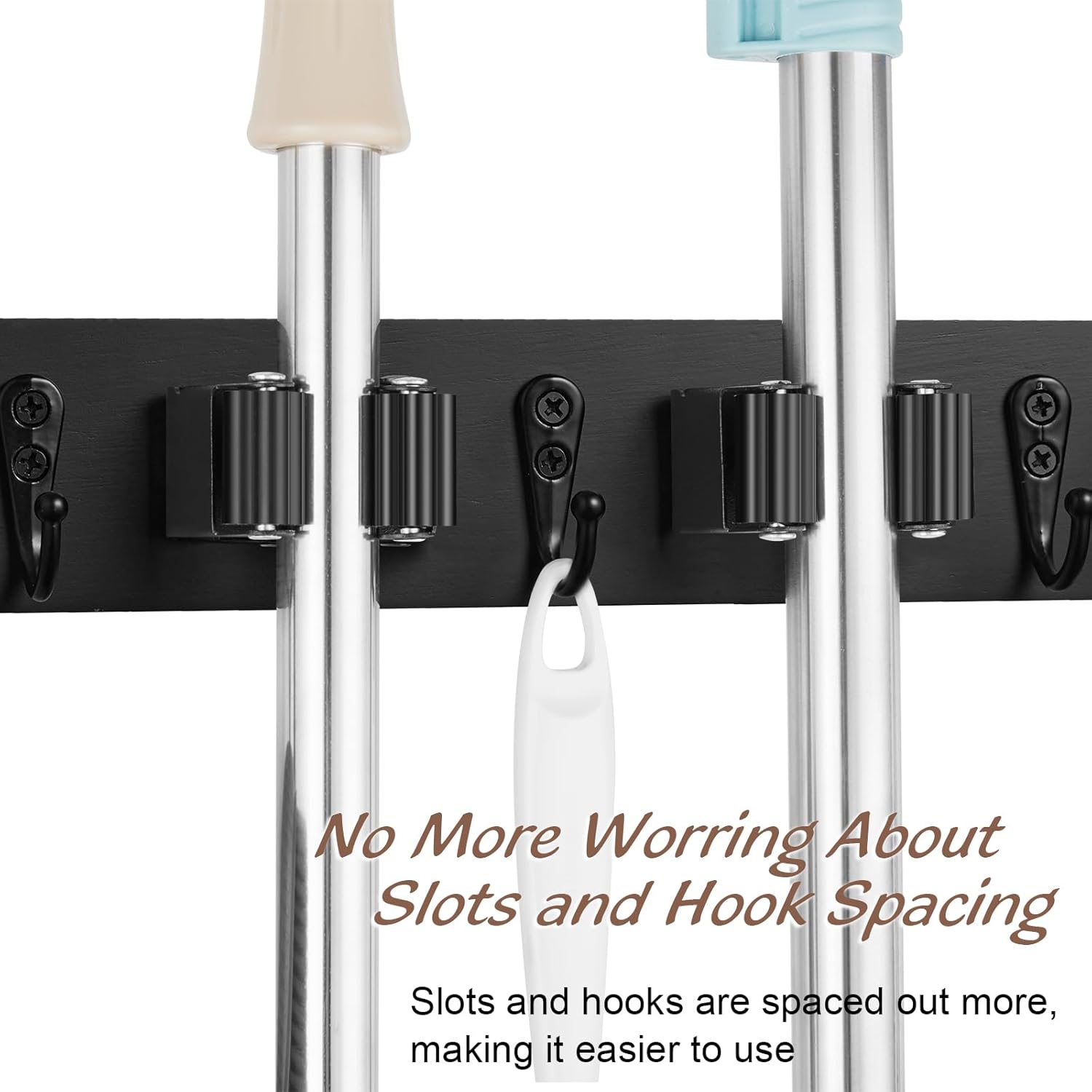 OUTNILI Black Broom Mop Holder Wall Mount 1