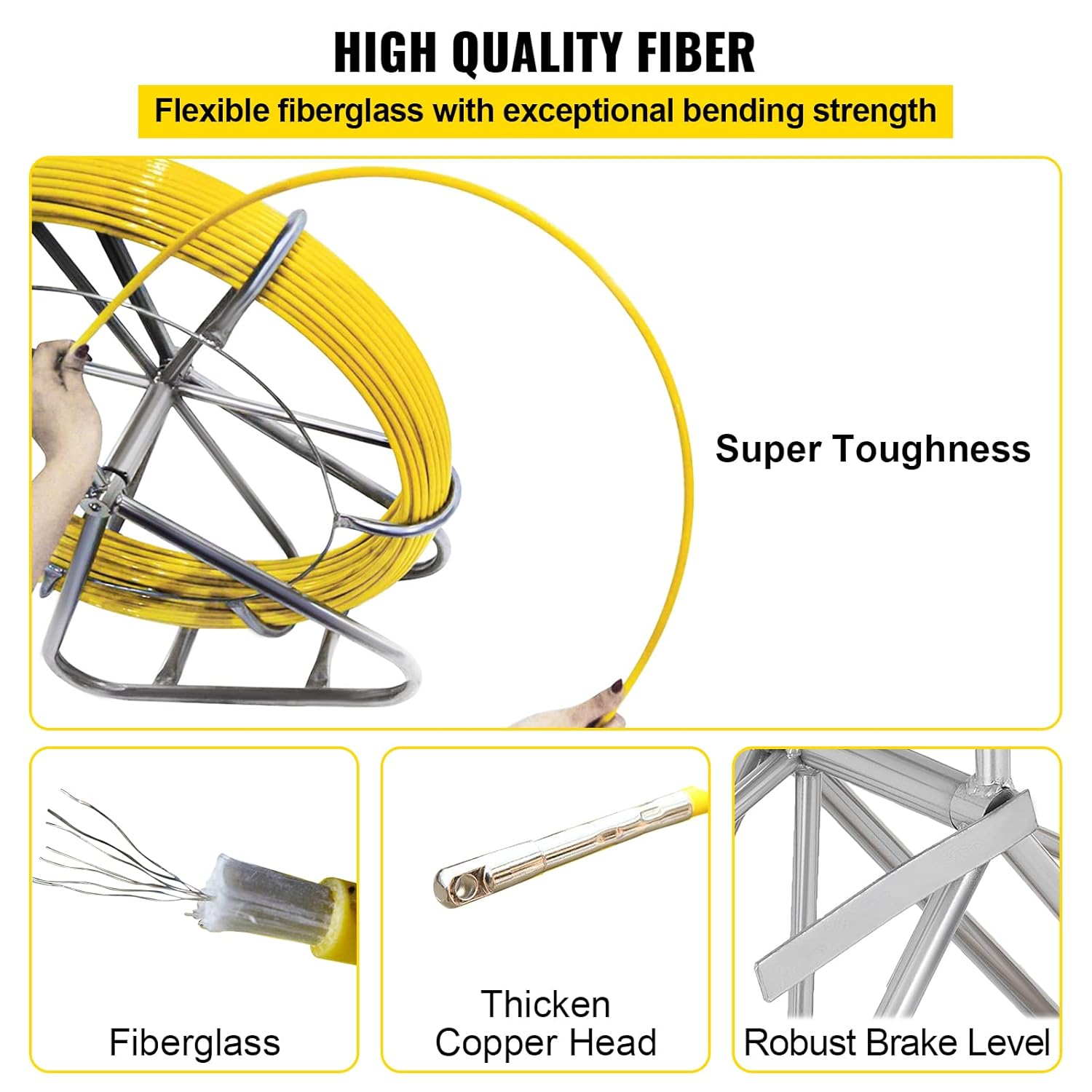 Happybuy Fiberglass Fish Tape 8MM 492FT Durable