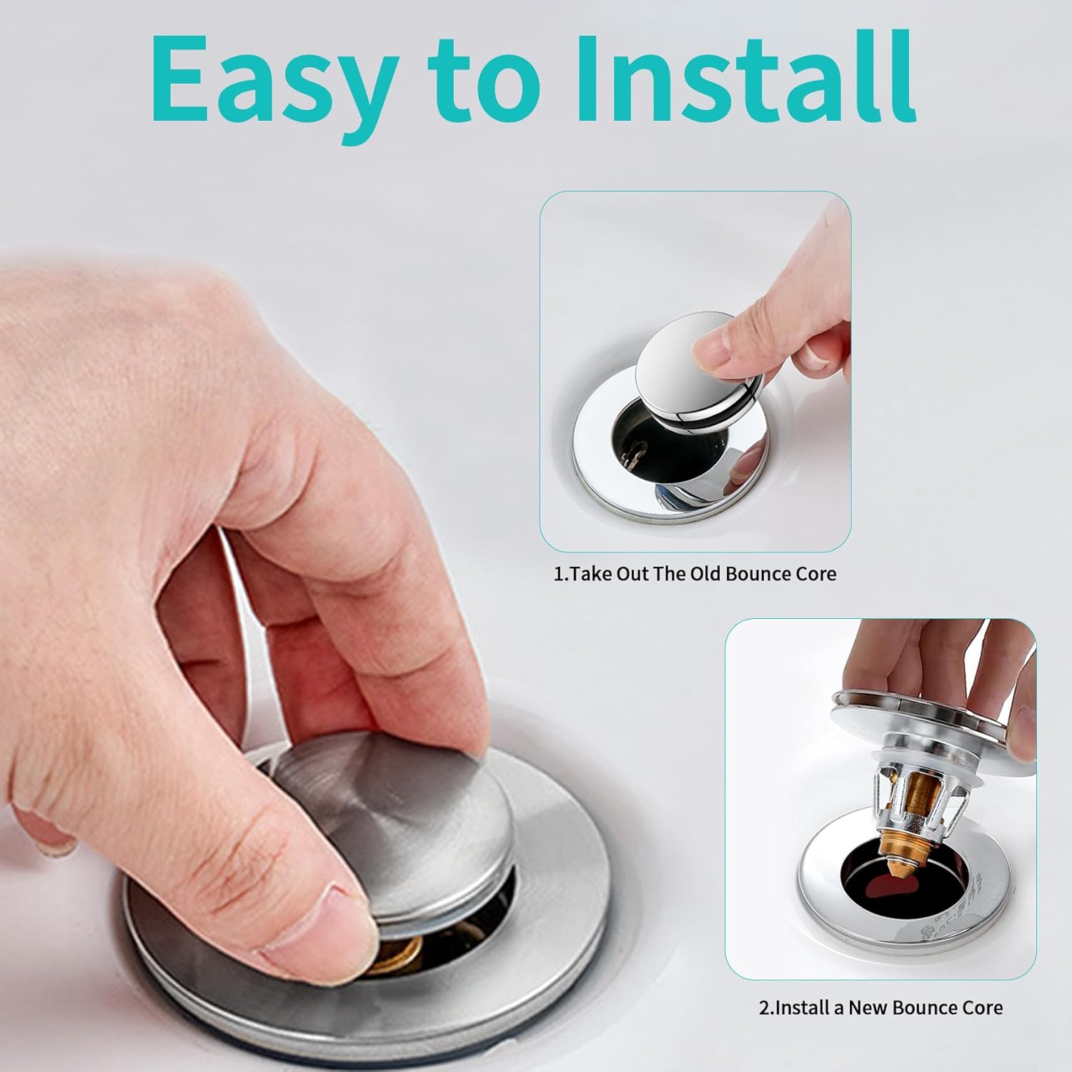 Universal Sink Stopper with Hair Catcher - 104-197 Inch Drain Hole