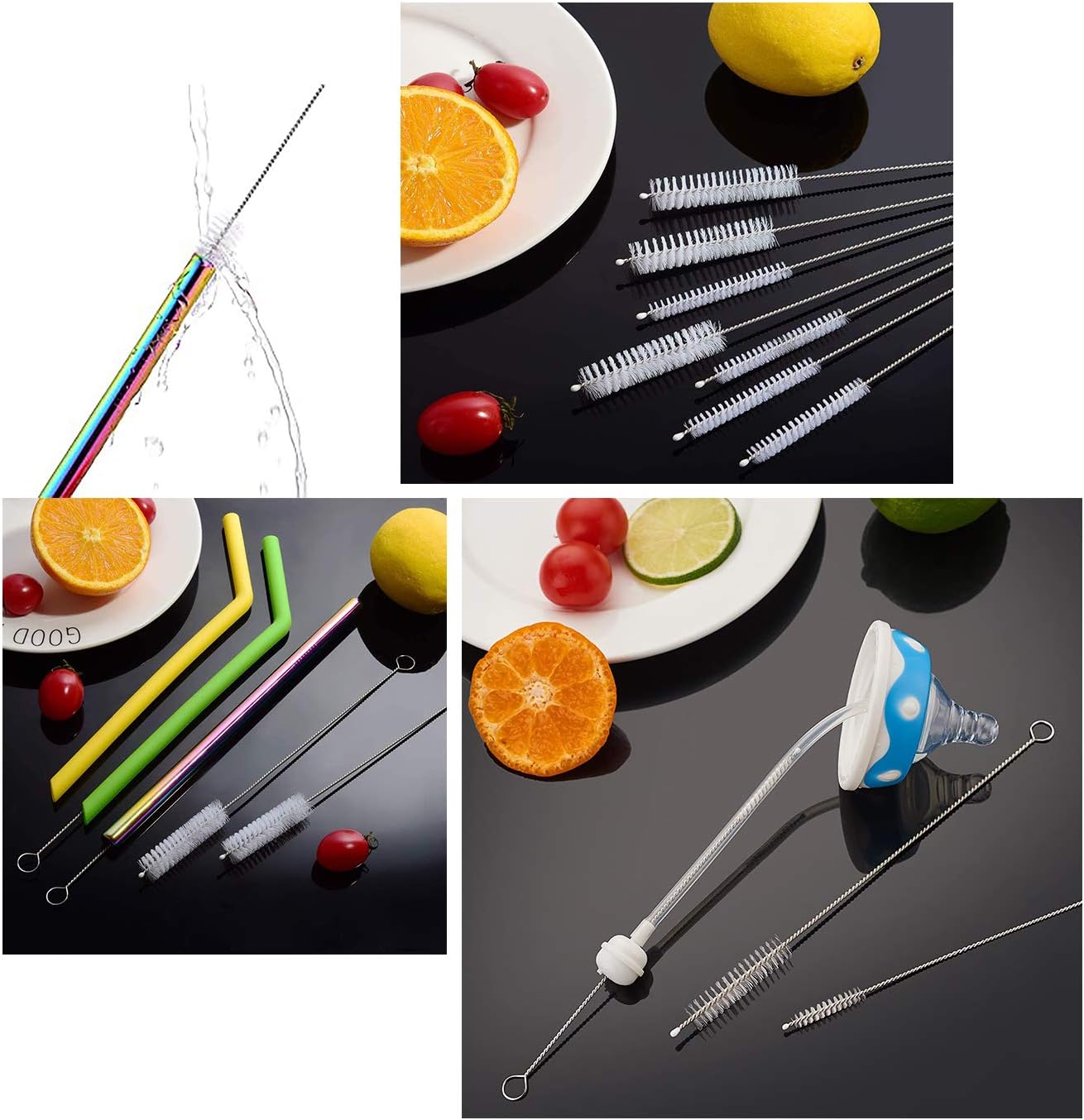 Long Straw Brush Set of 10 with 10 Different Diameters