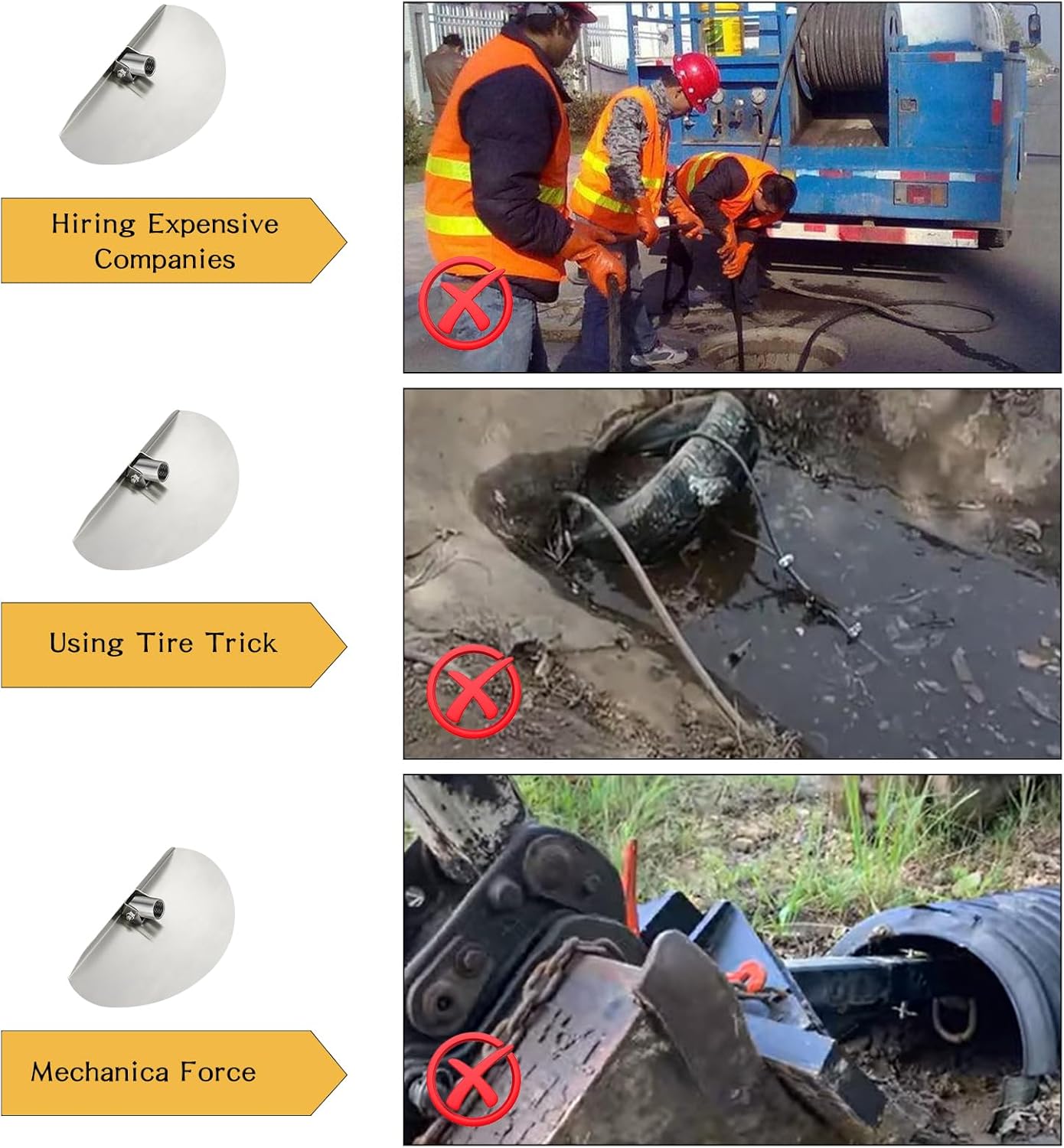 FEIMIRE 10 Culvert Cleaning Tool with 80 Angle and Duct Tape Fix