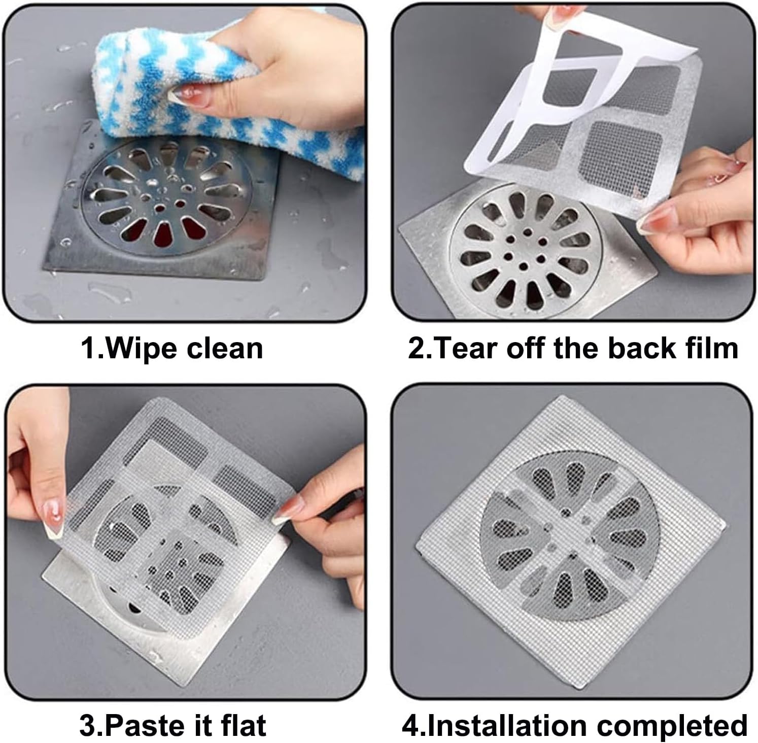60PCS Hair Catcher Drain Sticker for Bathroom Kitchen