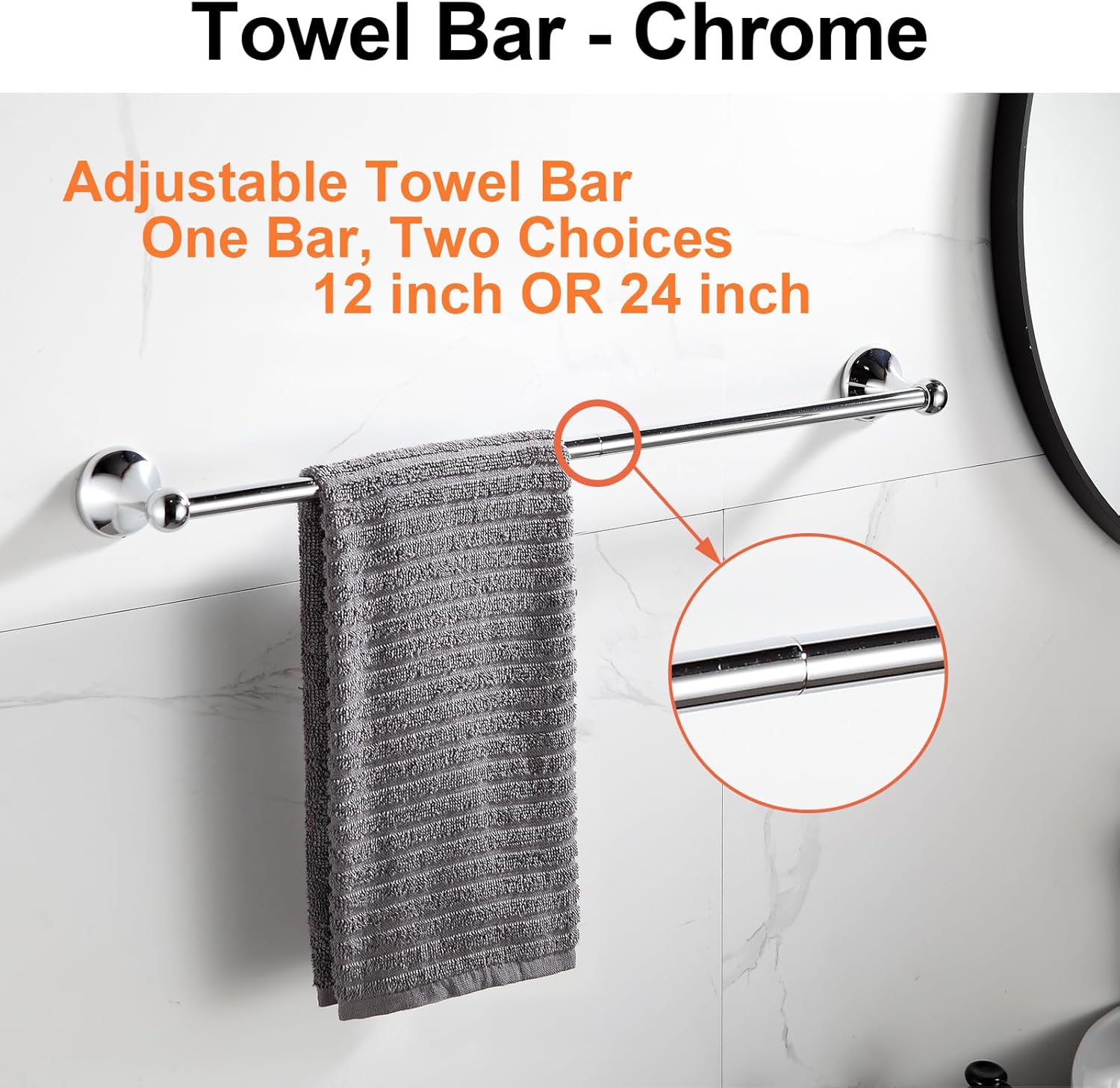 BGL 4-Piece Chrome Adjustable Towel Bar Set