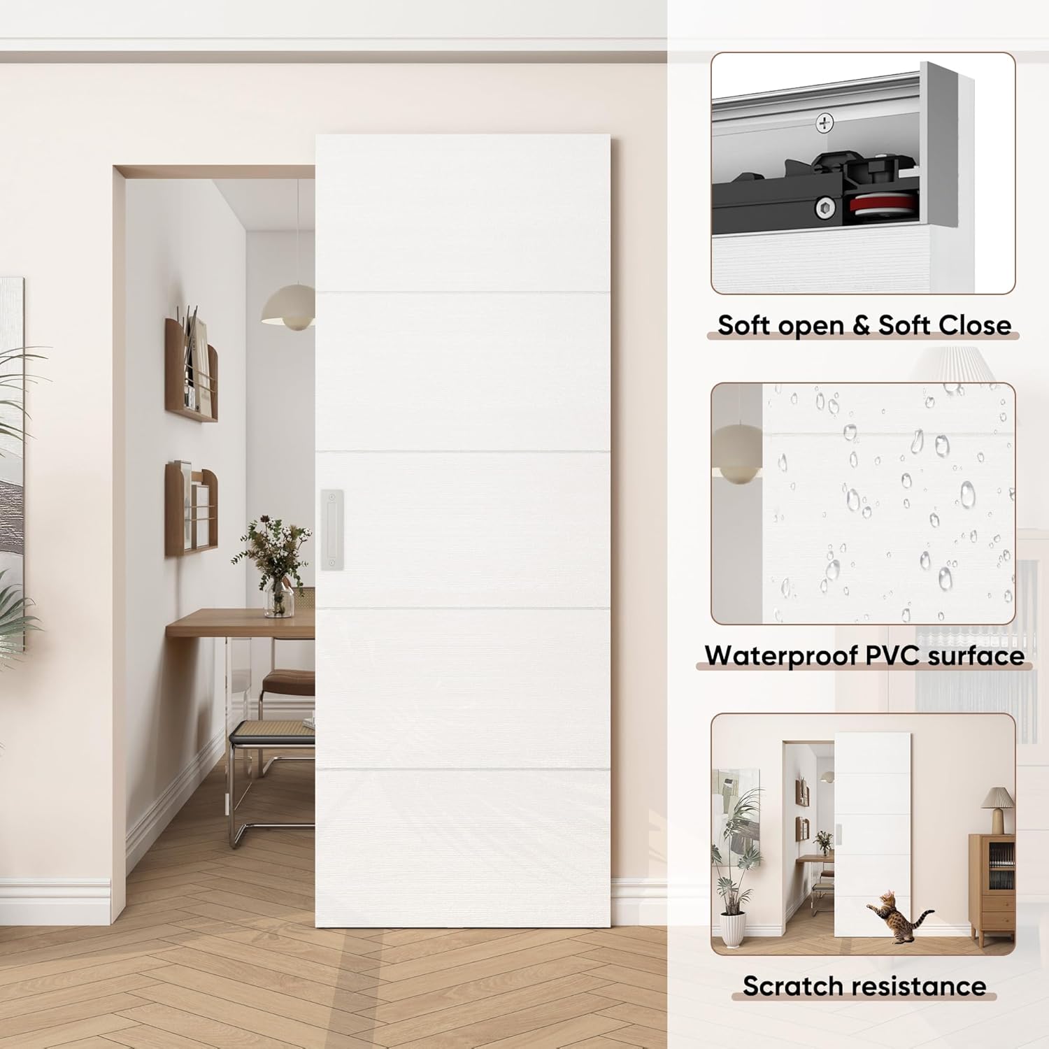 JUBEST 40x86 Concealed Barn Door with Soft Close Hardware Kit