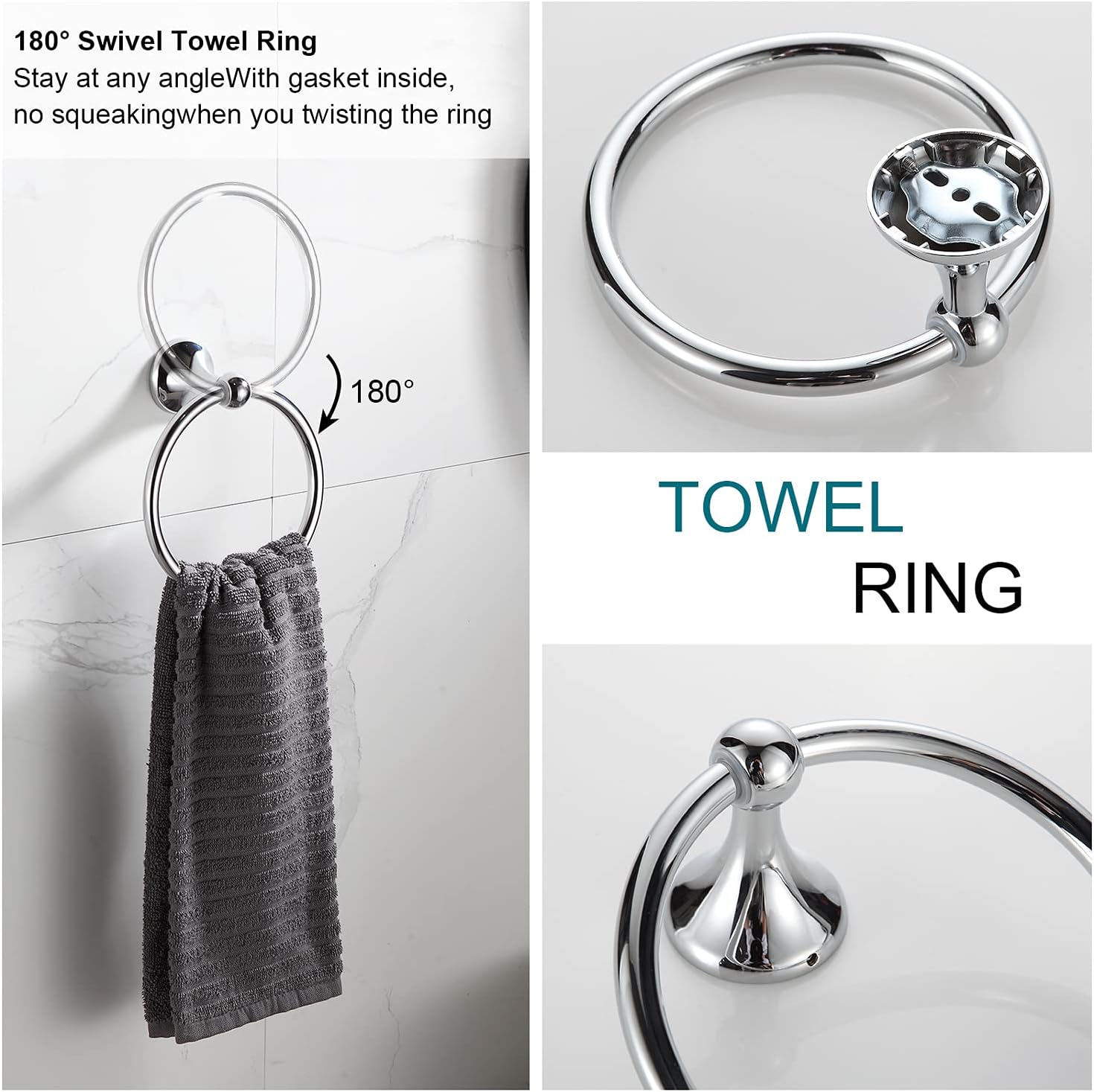BGL 4-Piece Chrome Adjustable Towel Bar Set