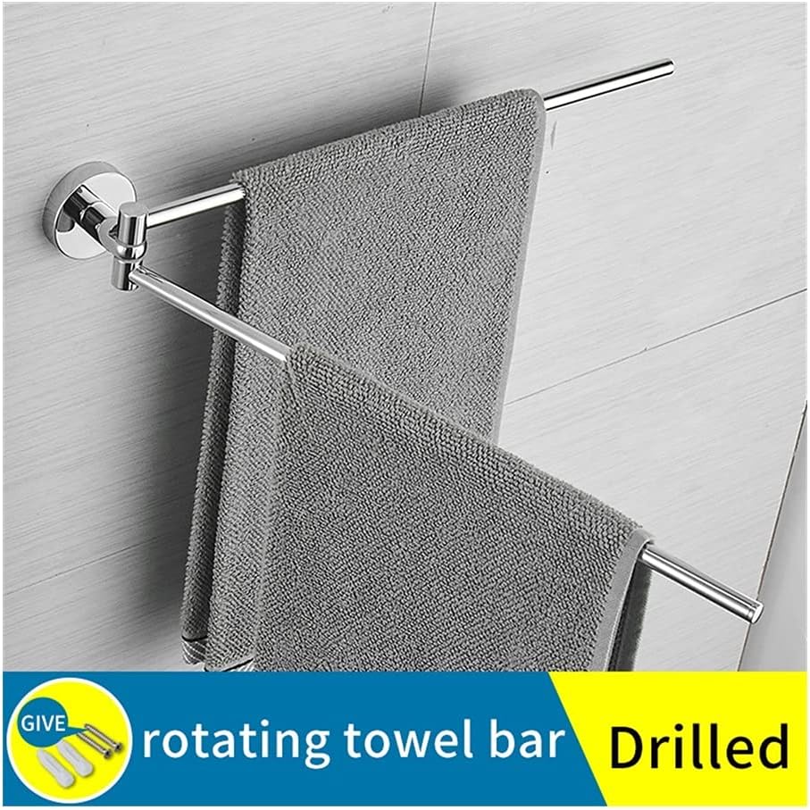ANNBKA Rotating Towel Bar with Double Ring Holder