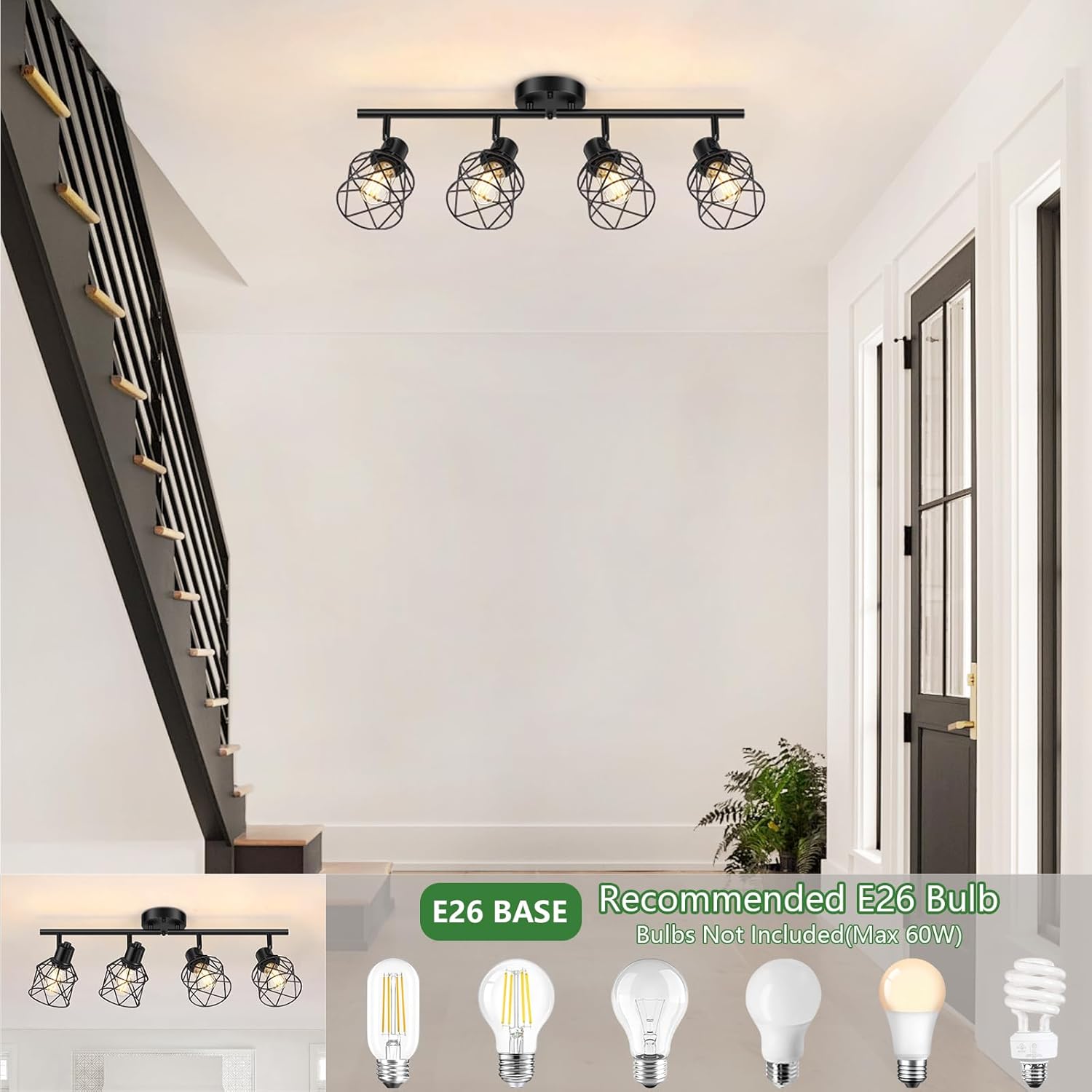 Baocuz 4-Lights Semi Flush Ceiling Light