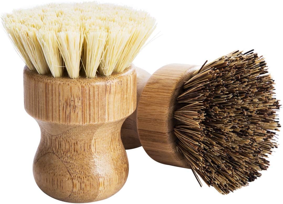 GREENTH PRO Bamboo Round 3 Pack Dish Brush Set