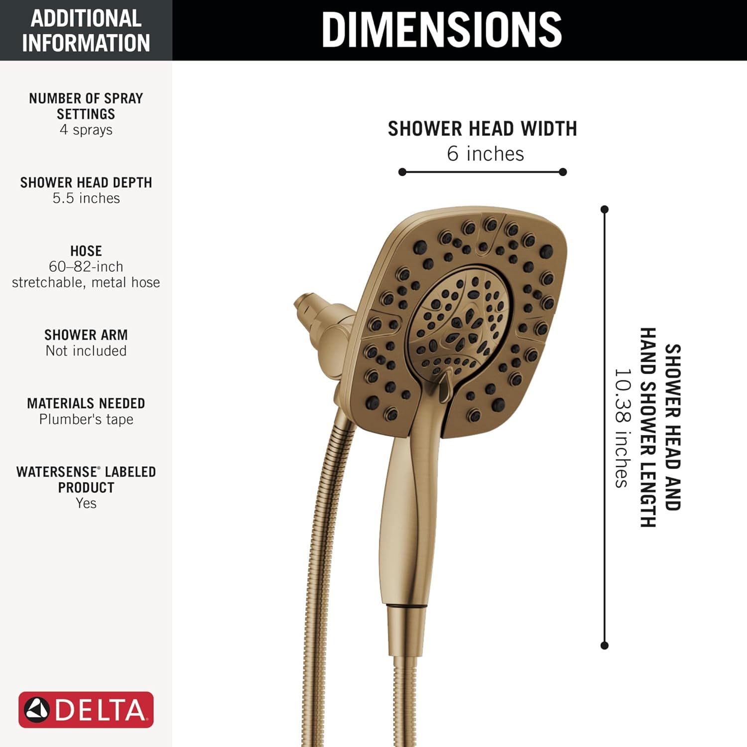 Delta Faucet 4-Spray In2ition Dual Shower Head with Handheld