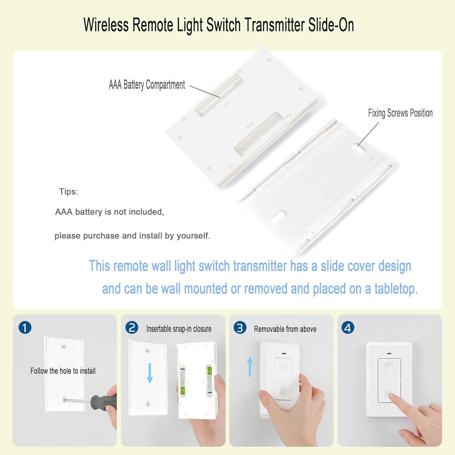 Wireless Remote Light Switch 1 Channel 10A 110V