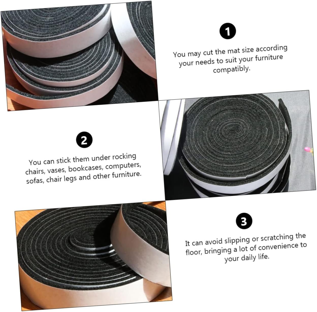 Veemoon 2pcs Self-Adhesive Felt Strips Door Masking