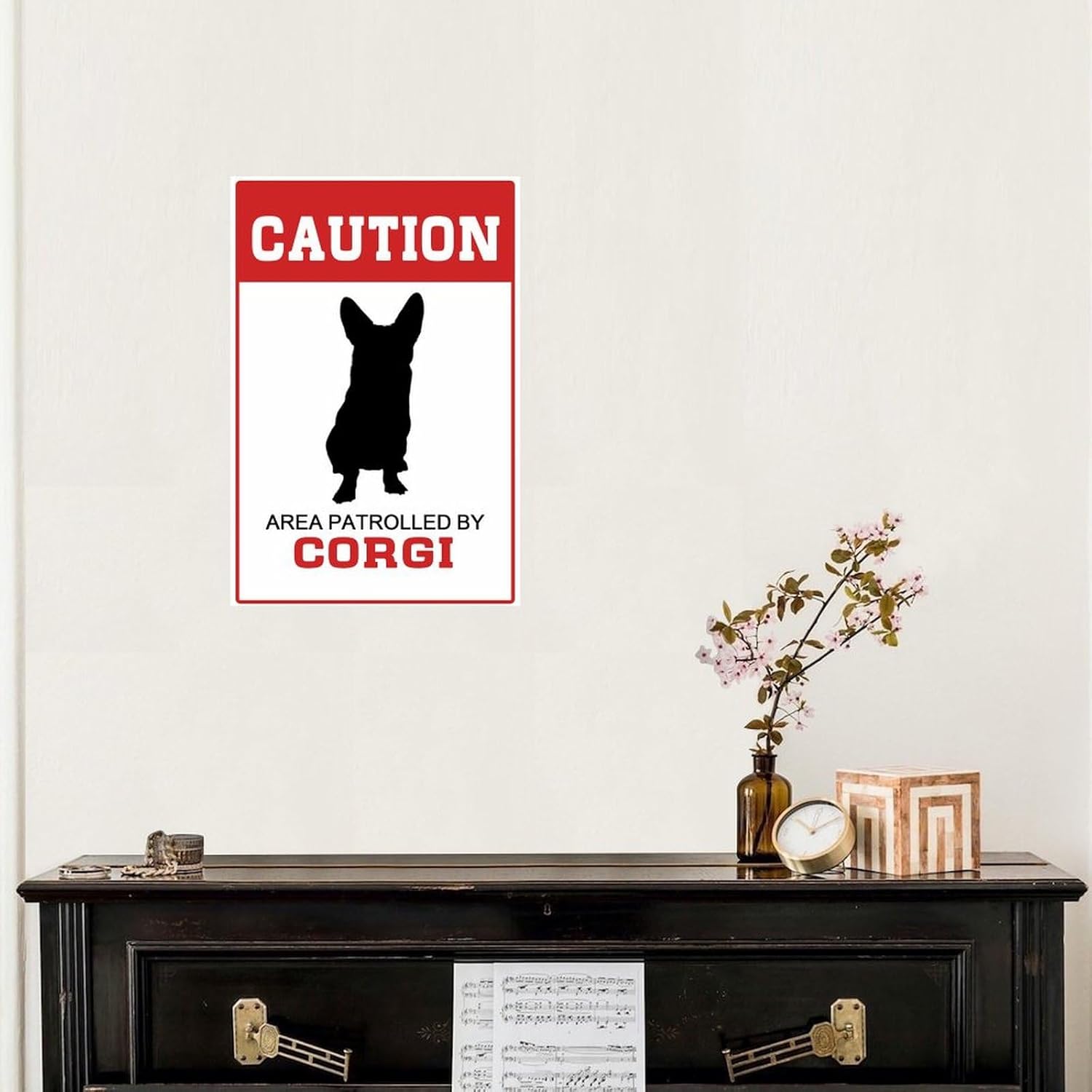 Autravelco Area Patrolled by Dog Corgi Wall Decal