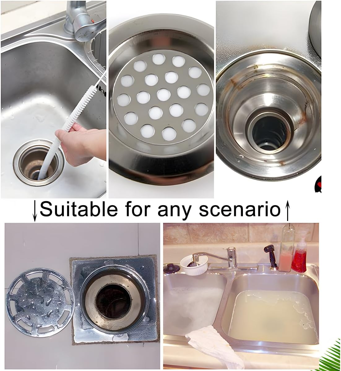 AUKEPO 5PCS Silicone Drain Hair Catcher for Bathtub and Kitchen
