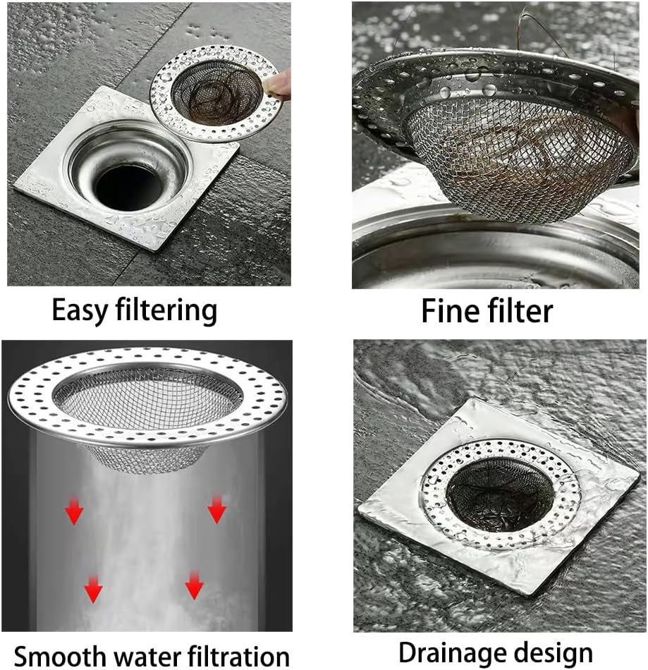 4Every Bathtub Hair Catcher 4PCS Stainless Steel Drain Protector