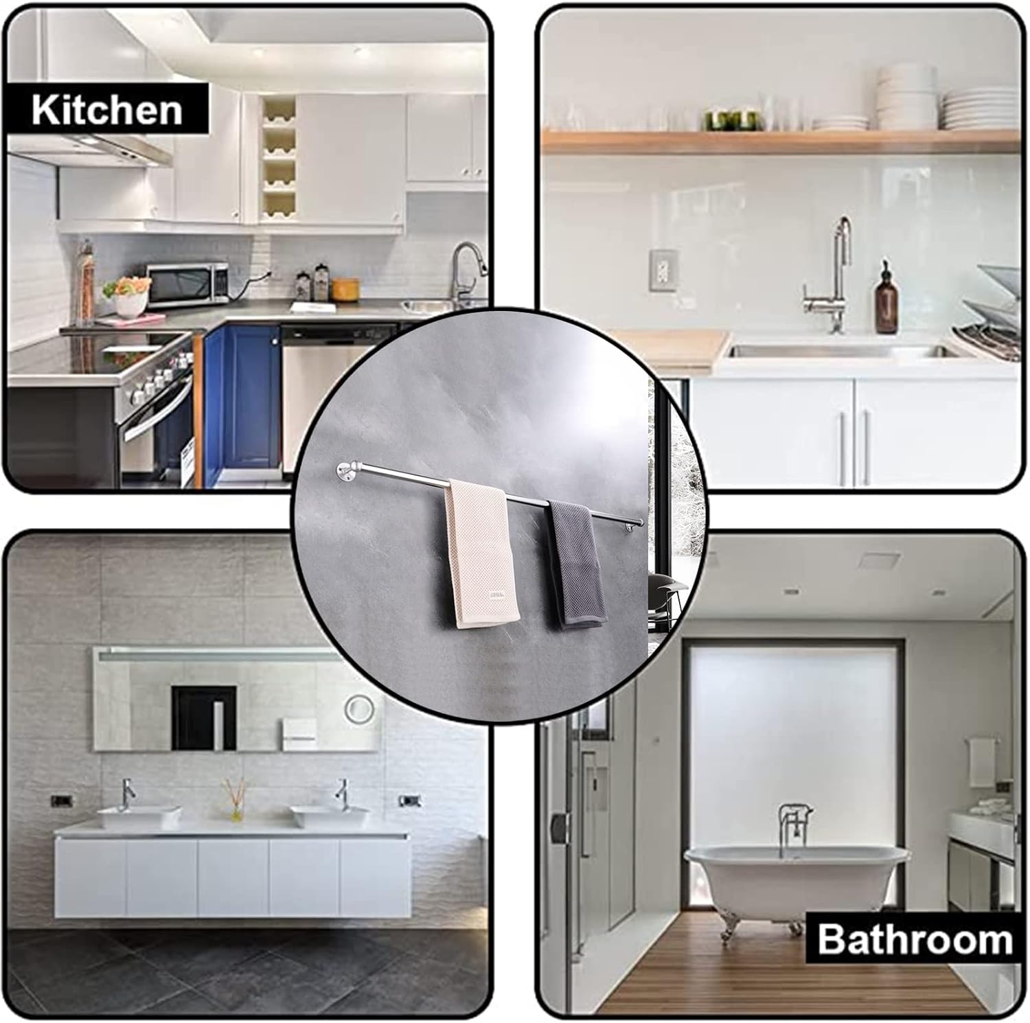 Stainless Steel Towel Bar 90cm 120cm Polished Silver