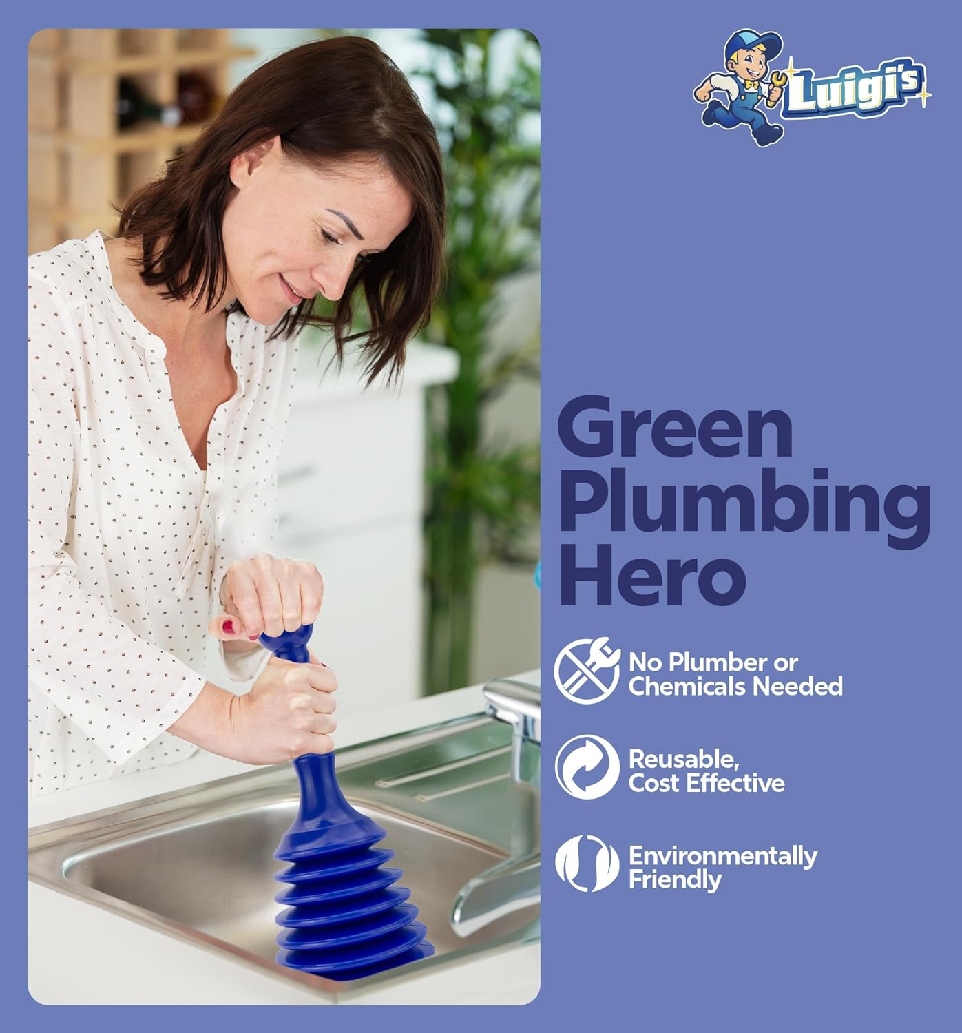 Luigis Sink and Drain Plunger - Small and Powerful