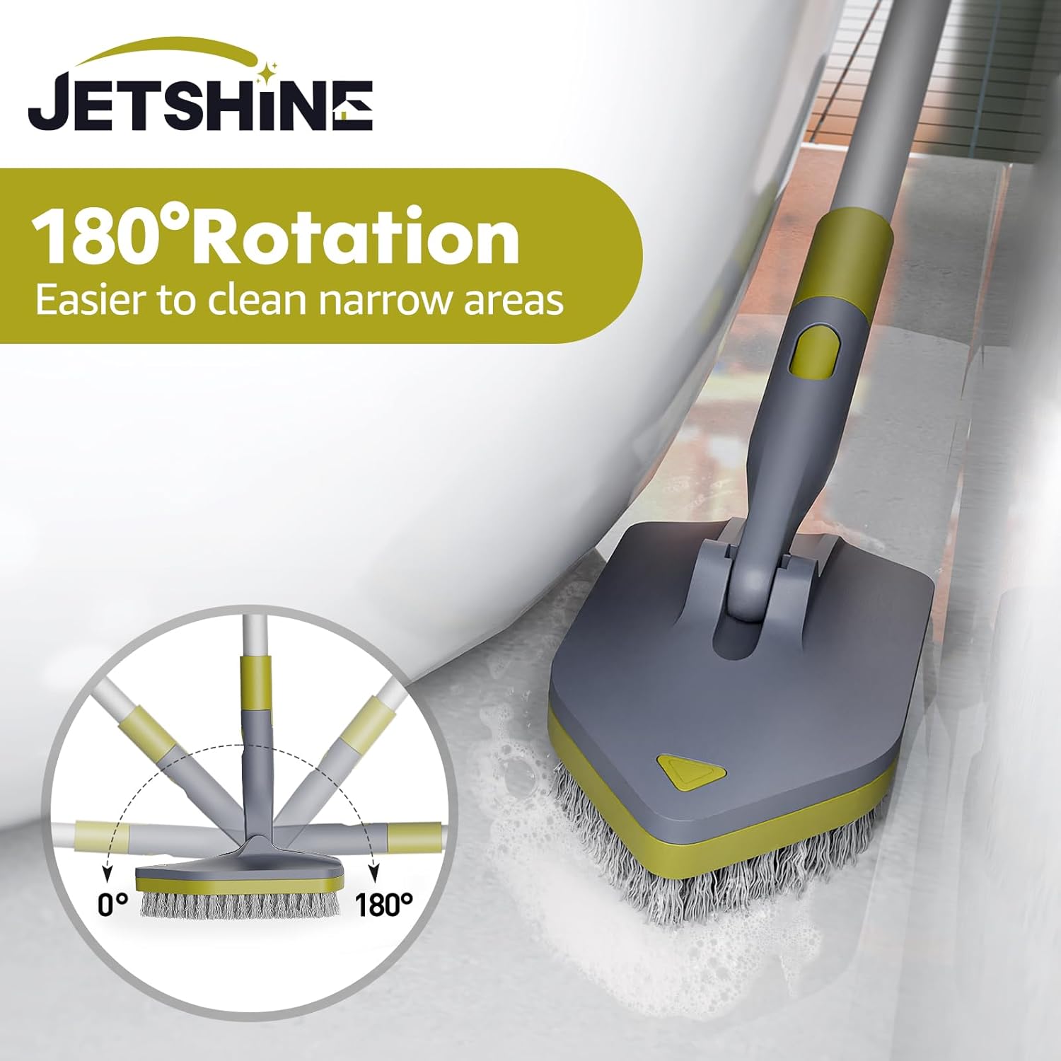 JETSHINE 4-in-1 Tile Tub Scrubber Brush with Extendable Handle 1