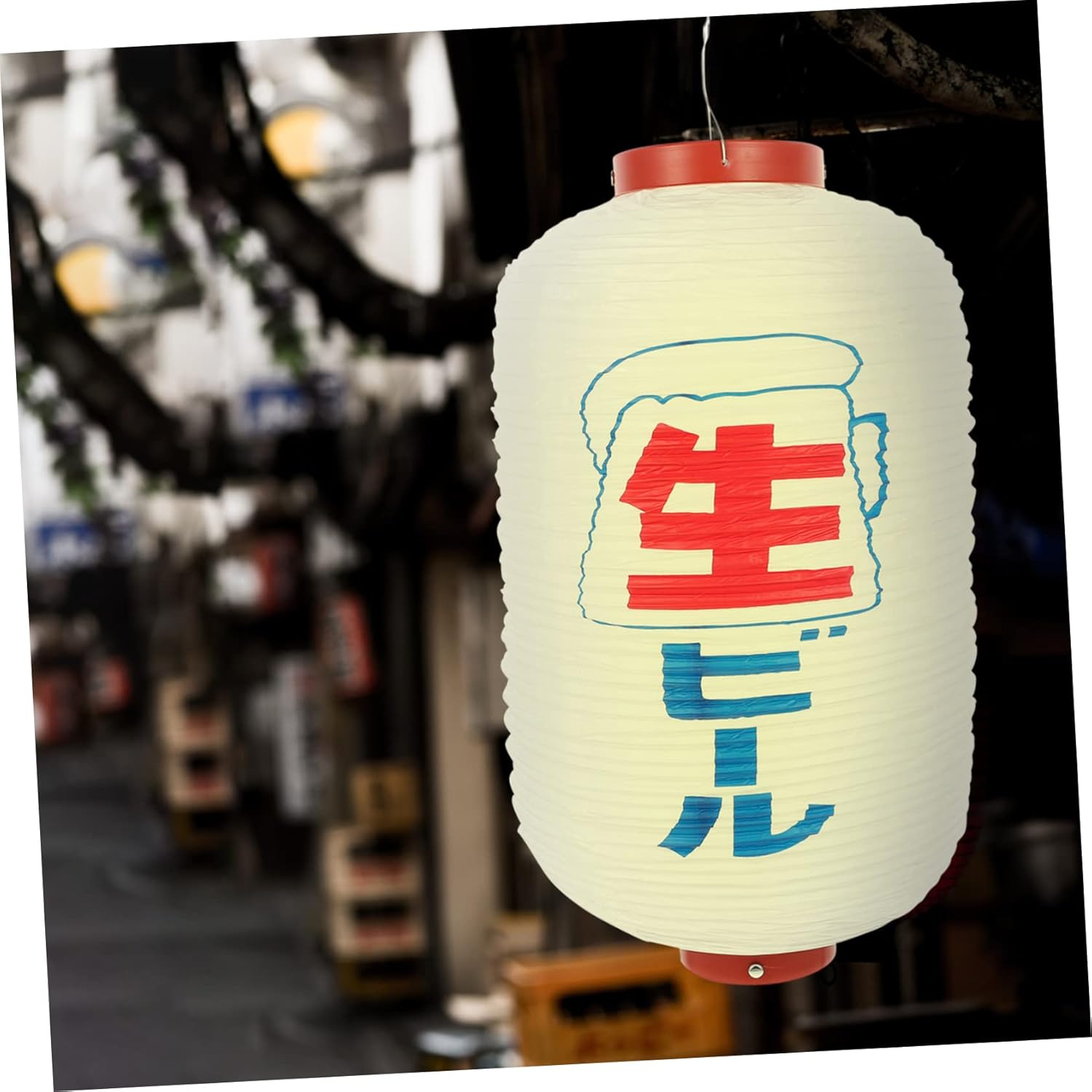 Angoily 2pc Japanese Hanging Lanterns Outdoor Decor LED Light