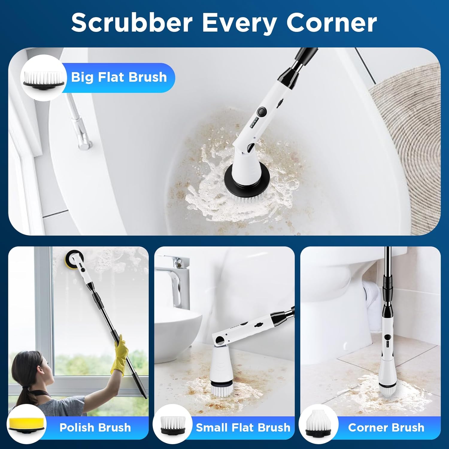 Swtroom Electric Spin Scrubber with 4 Brush Heads