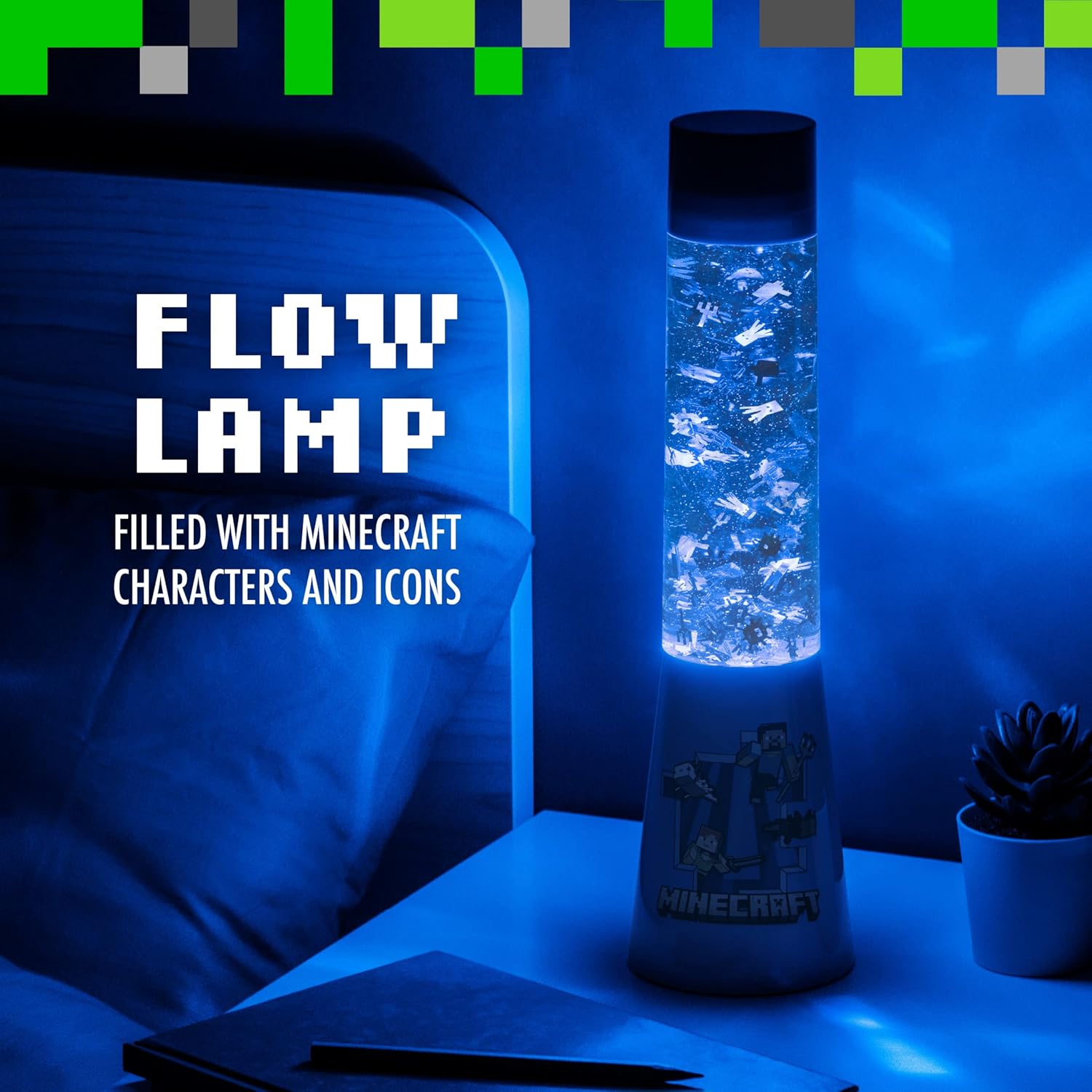 Paladone Minecraft Glitter Flow Lamp for Kids and Tweens