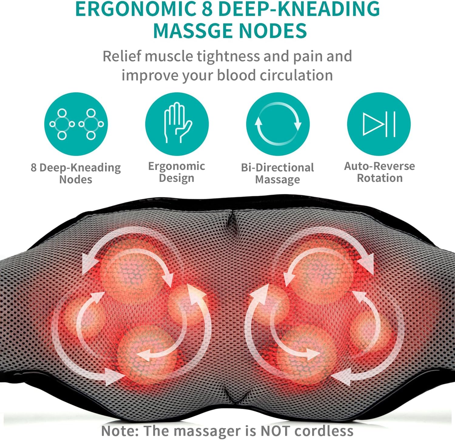 Nekteck Shiatsu Neck and Back Massager with Heat 1