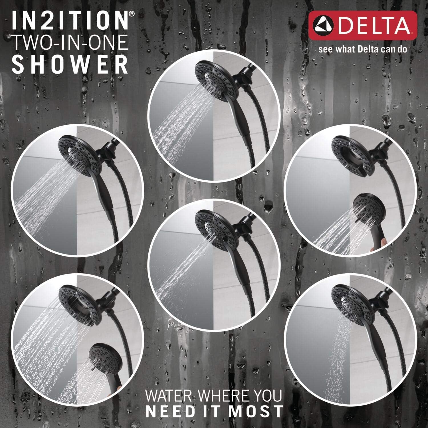 Delta 4-Spray In2ition Dual Shower Head with Matte Black Finish