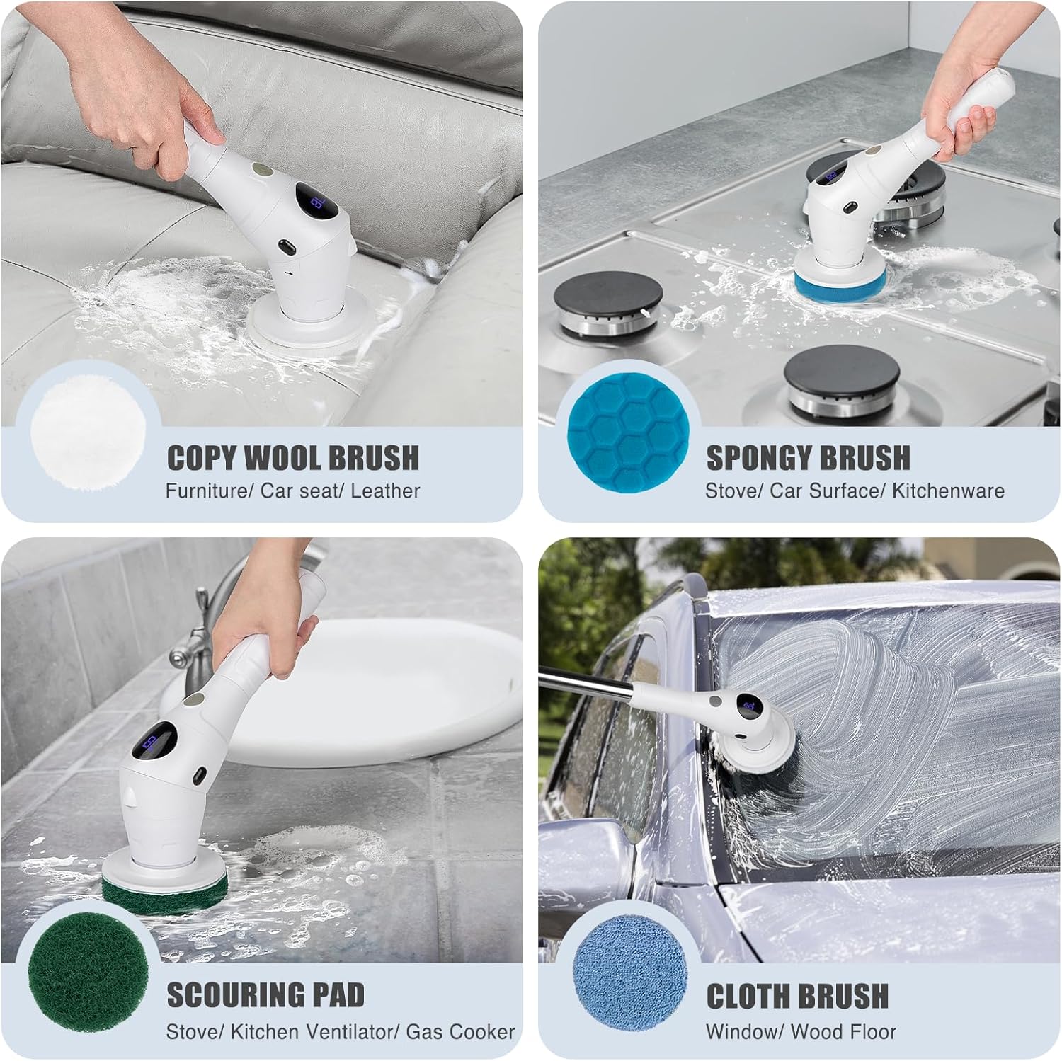 Untovei Cordless Electric Spin Scrubber with 7 Heads
