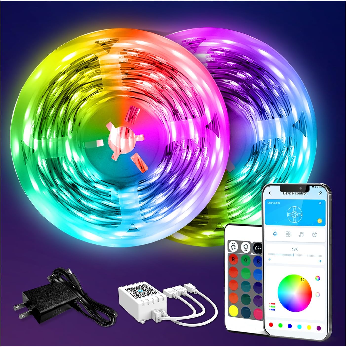 DAYBETTER 130FT RGB LED Strip Lights with Remote and 24V Power Supply