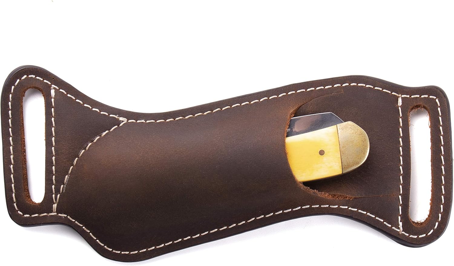 Gentlestache Leather Knife Sheath for Belt EDC Pocket Knife Carrier